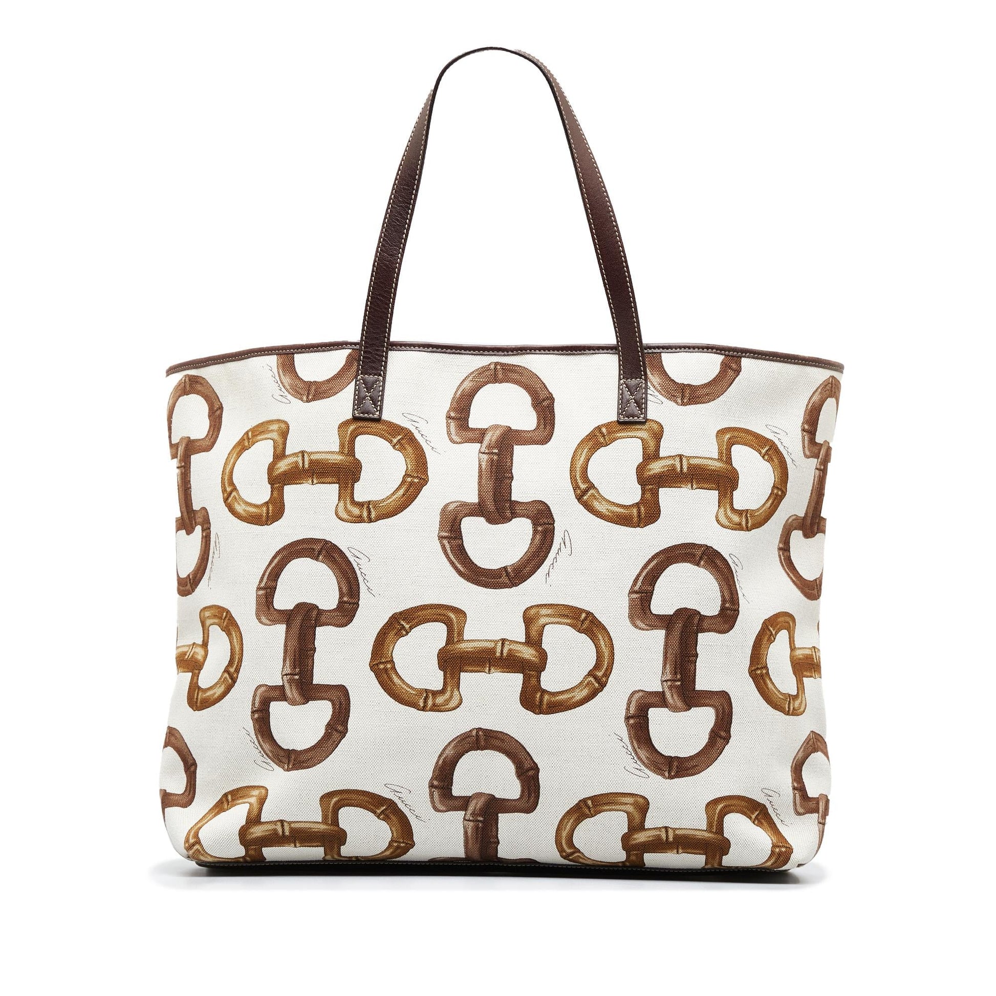 Gucci Horsebit SHG-HqQ7jb Canvas White Tote Bag