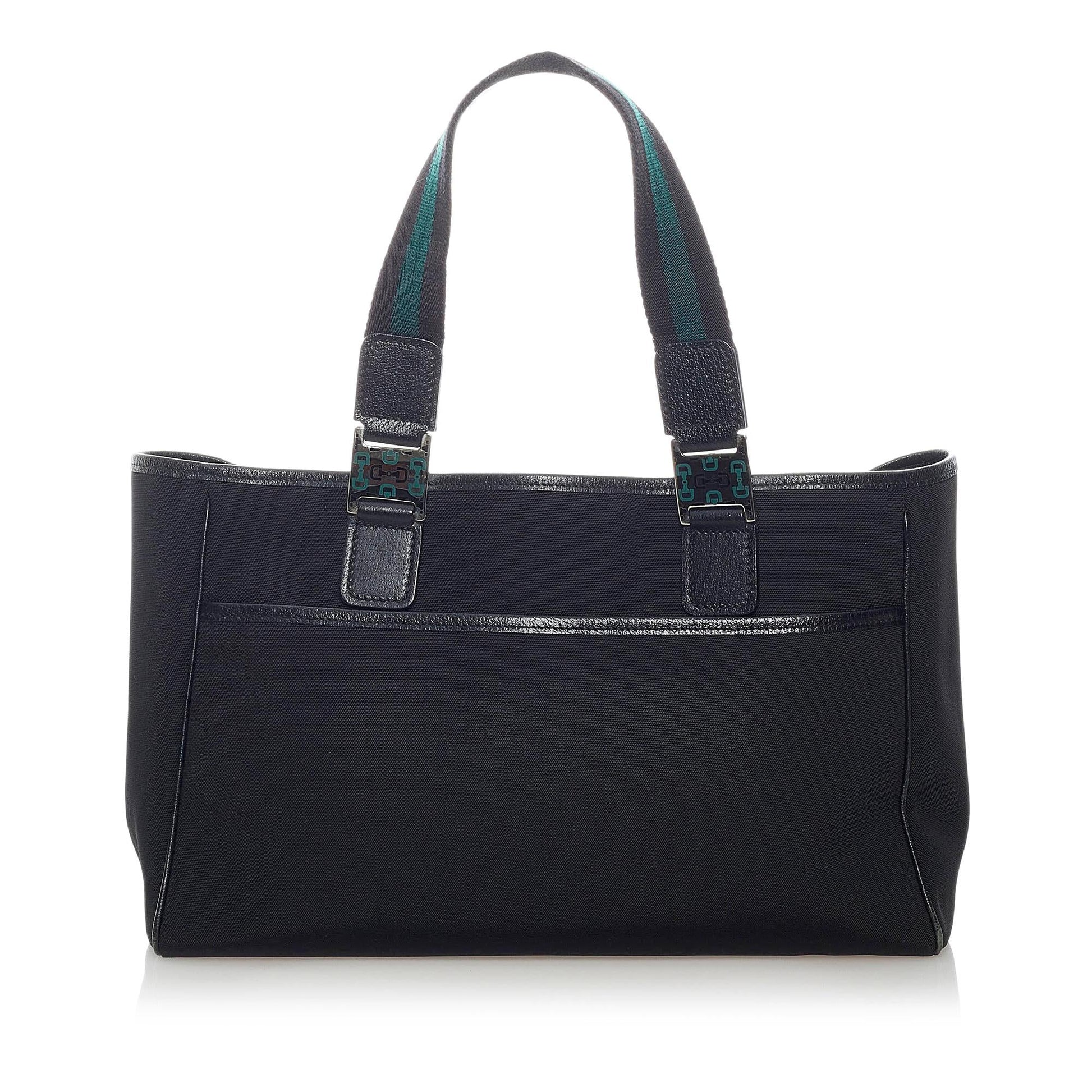 Gucci Horsebit Web SHG Nylon Calf Black Satchel Bag