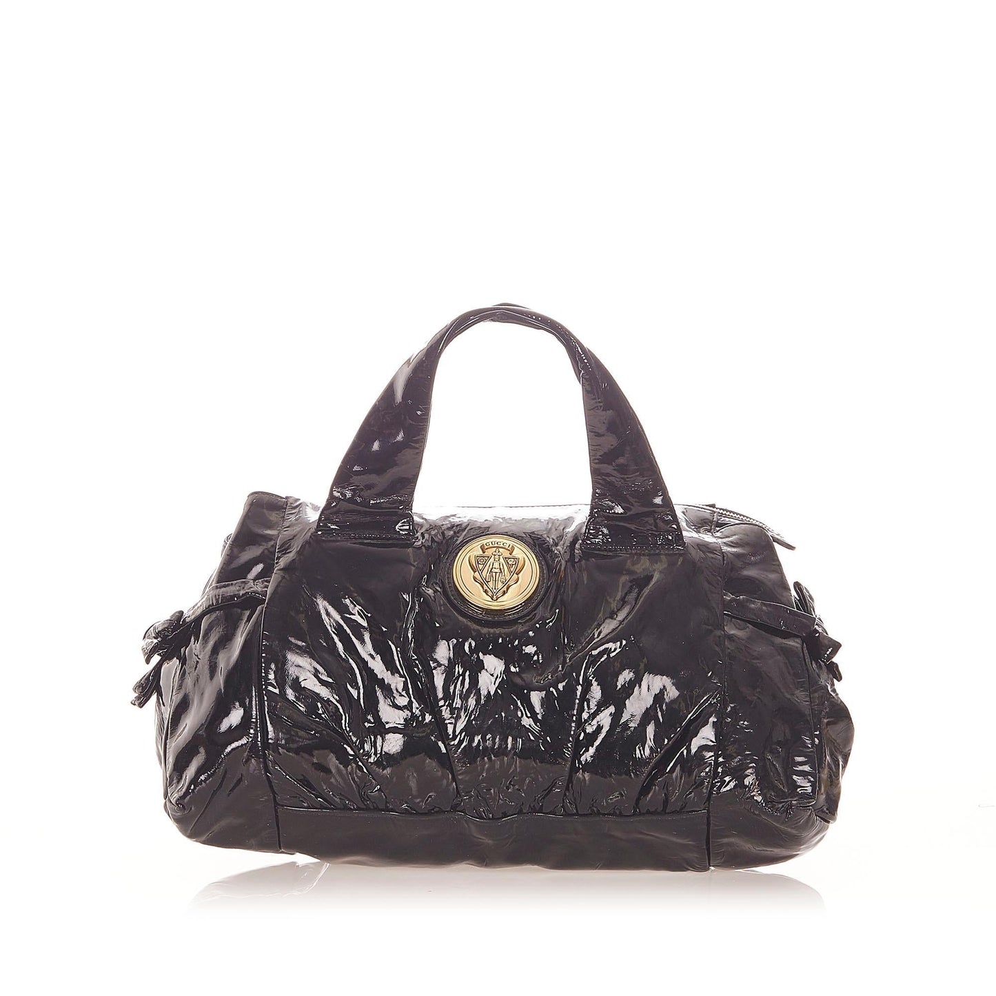 Gucci Hysteria SHG Leather Patent Black Satchel Bag Handbag Shg