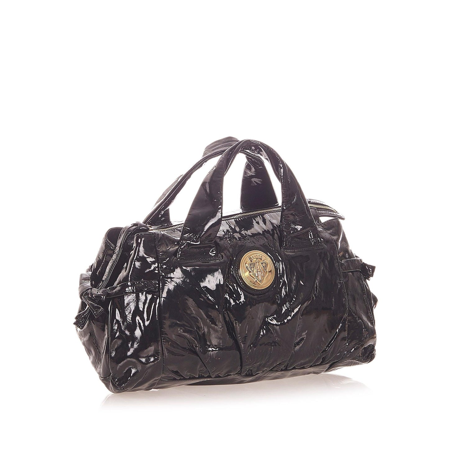 Gucci Hysteria SHG Leather Patent Black Satchel Bag Handbag Shg