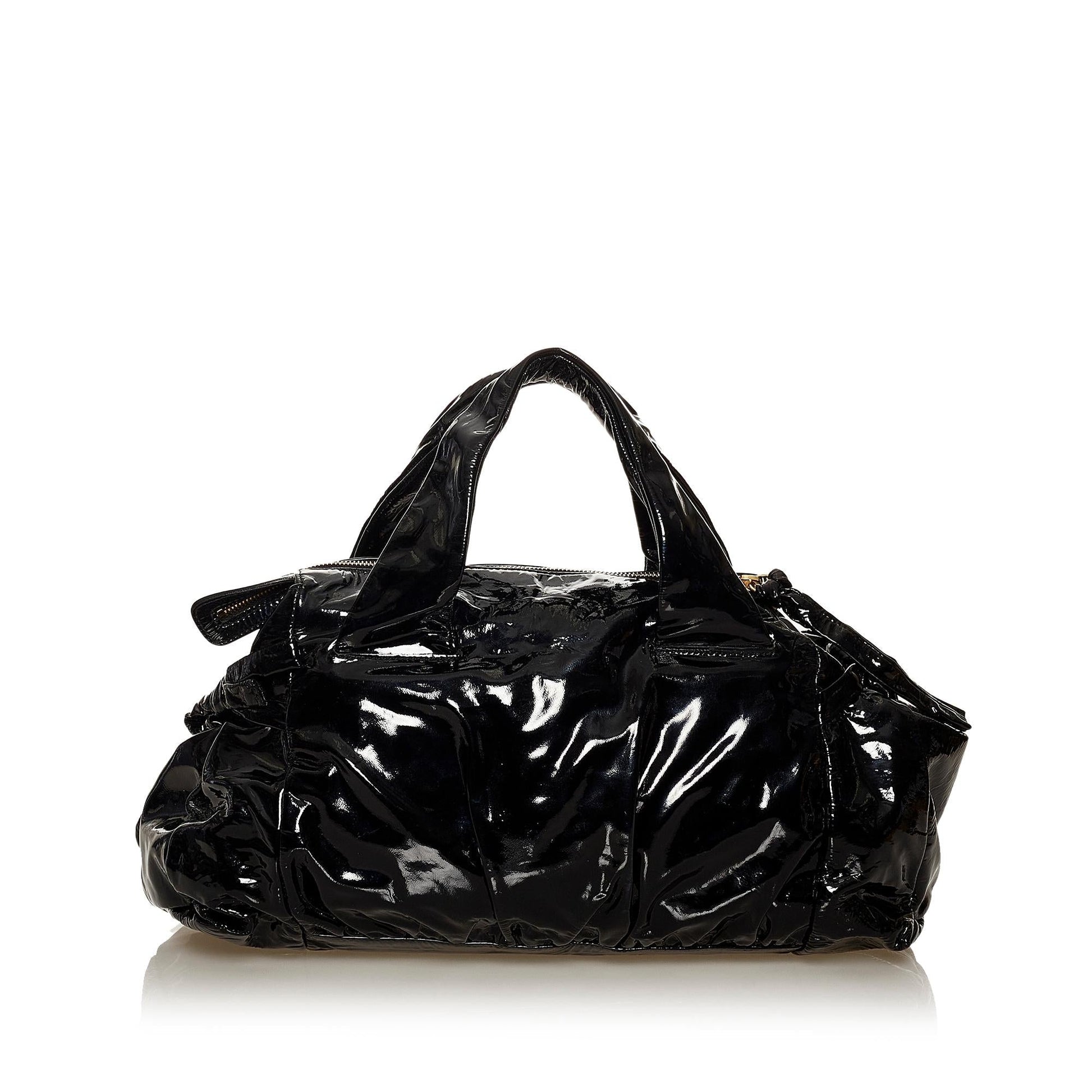 Gucci Hysteria SHG Leather Patent Black Satchel Bag