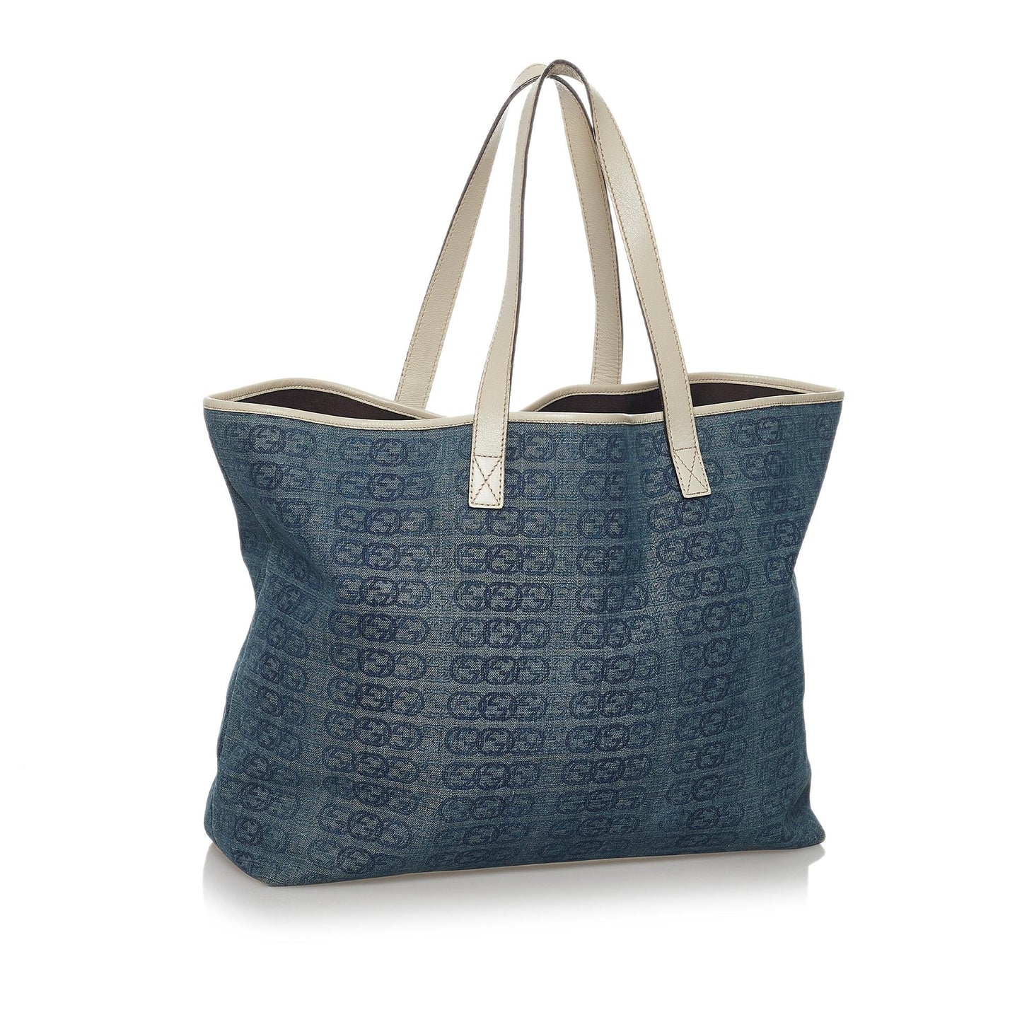 Gucci Interlocking G SHG Canvas White Blue Tote Bag