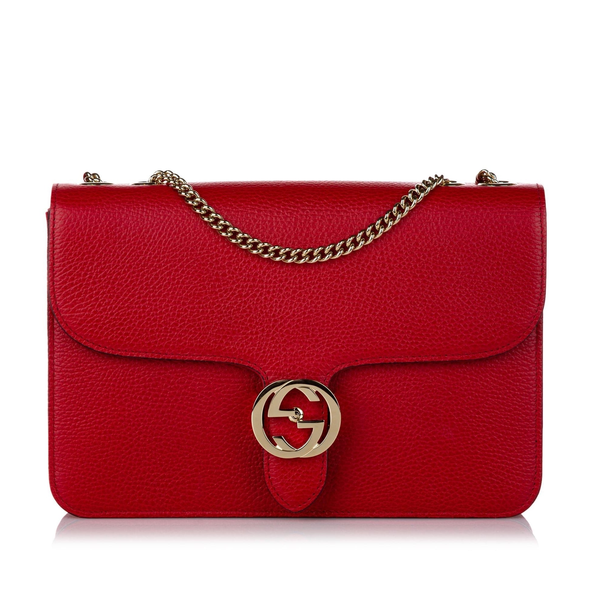 Gucci Interlocking G SHG Leather Calf Red Chain Crossbody Bag