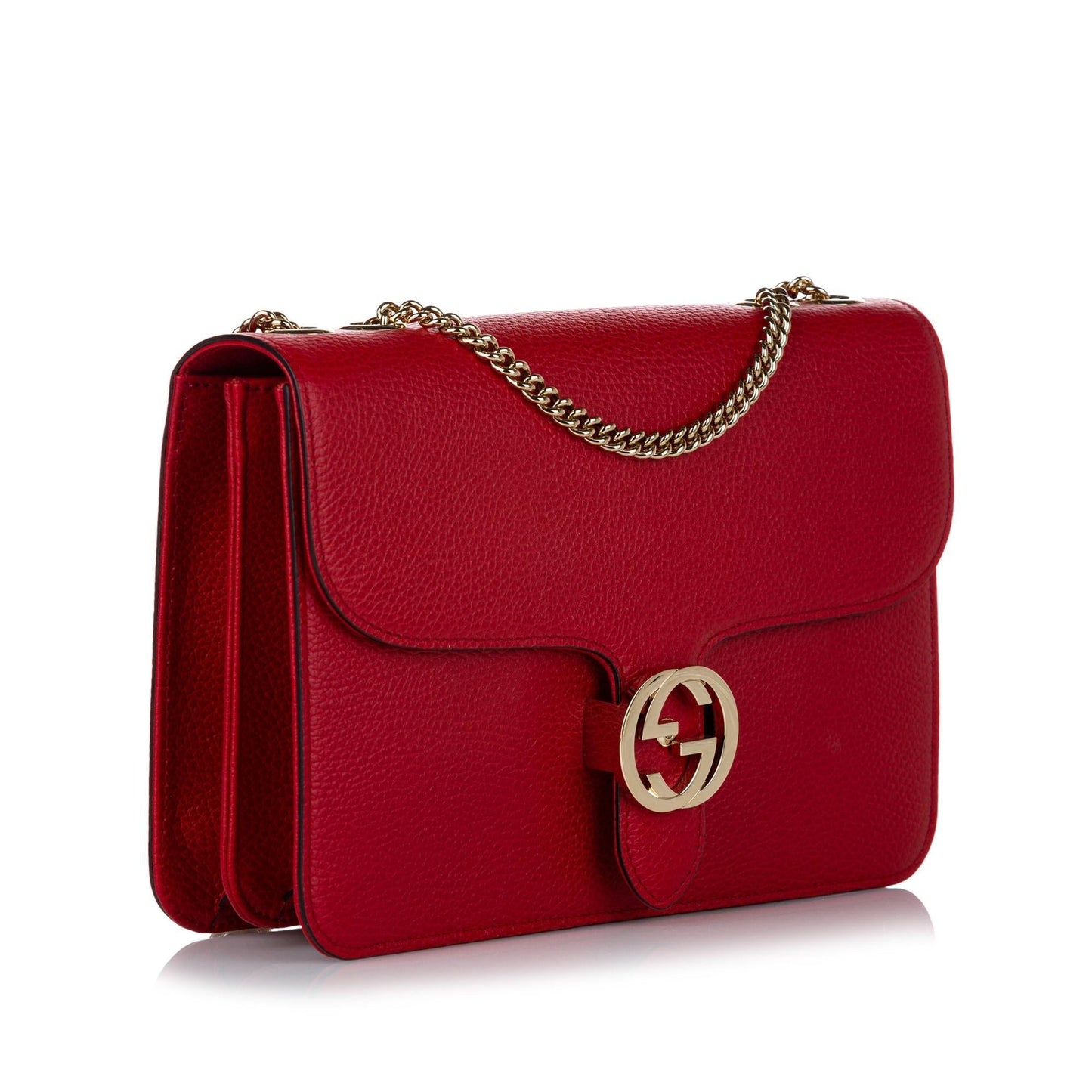 Gucci Interlocking G SHG Leather Calf Red Chain Crossbody Bag
