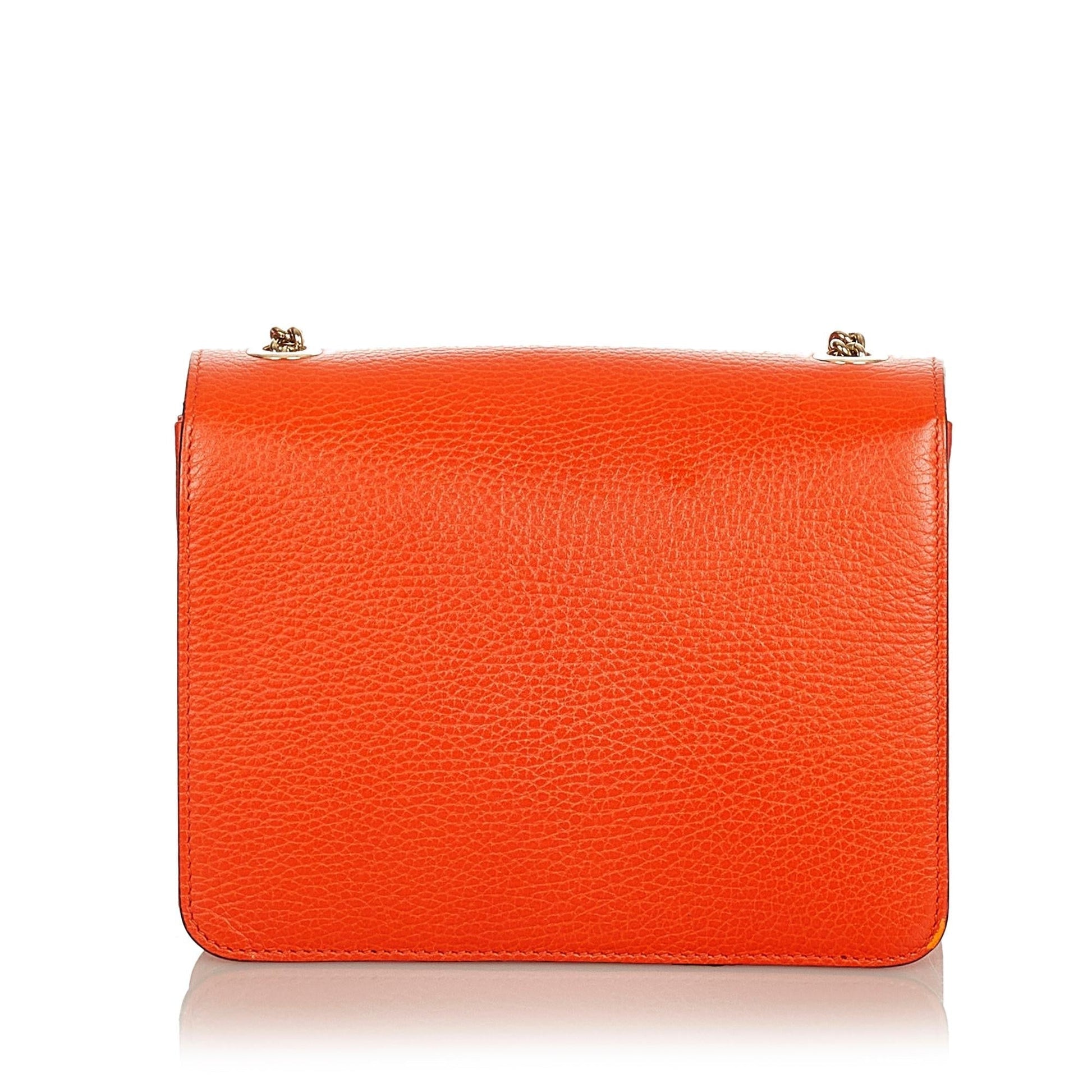 Gucci Interlocking G SHG Leather Calf Orange Chain Crossbody Bag