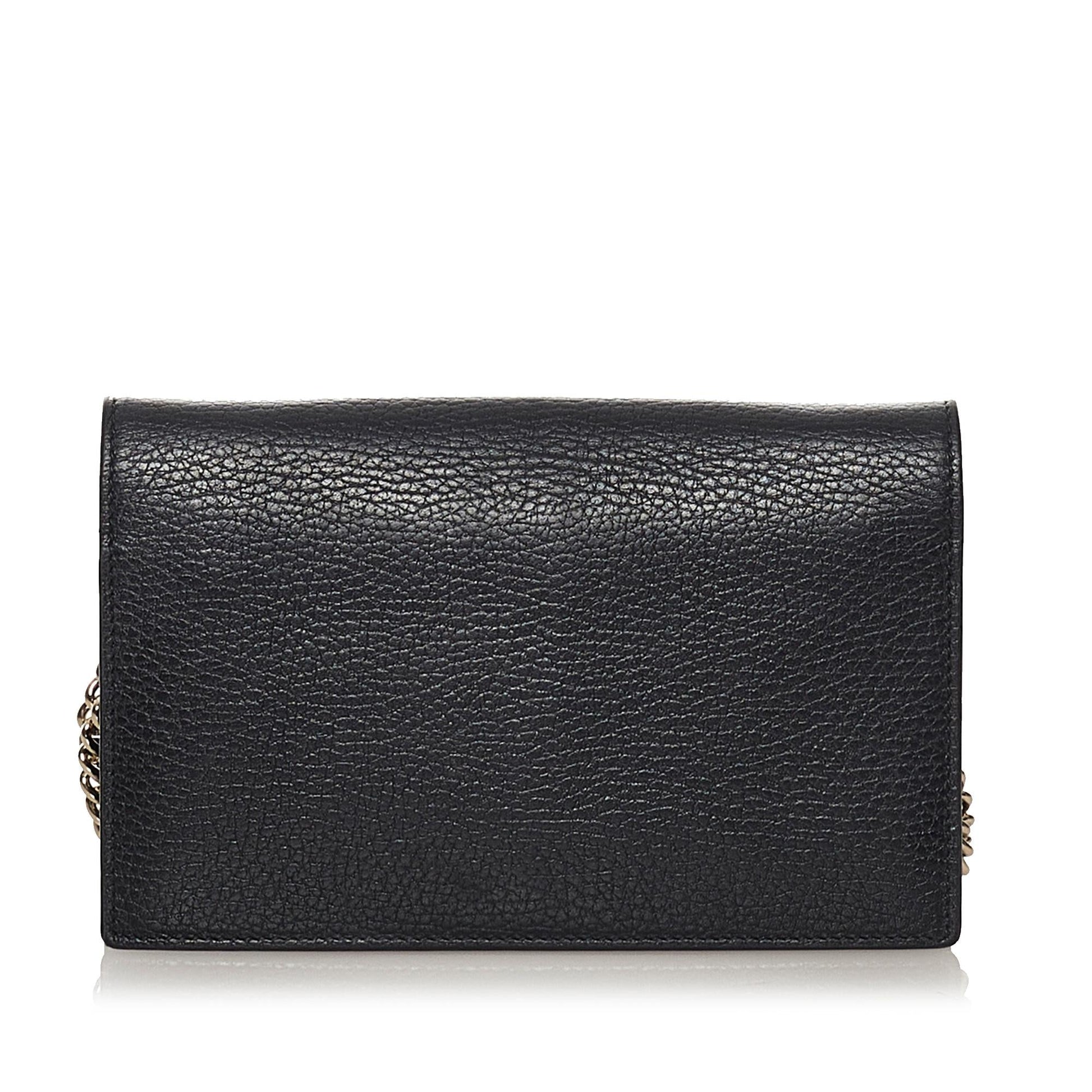 Gucci Interlocking G Wallet on SHG Leather Calf Black Chain Crossbody Bag