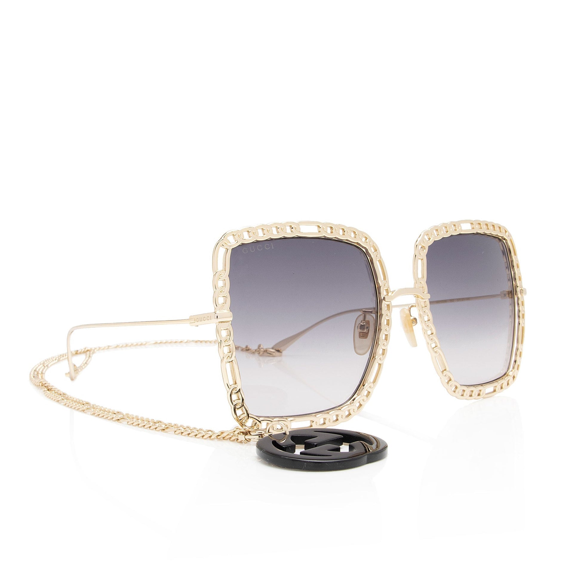 Gucci Interlocking G Charm Oversize Square Gold Chain Accessory