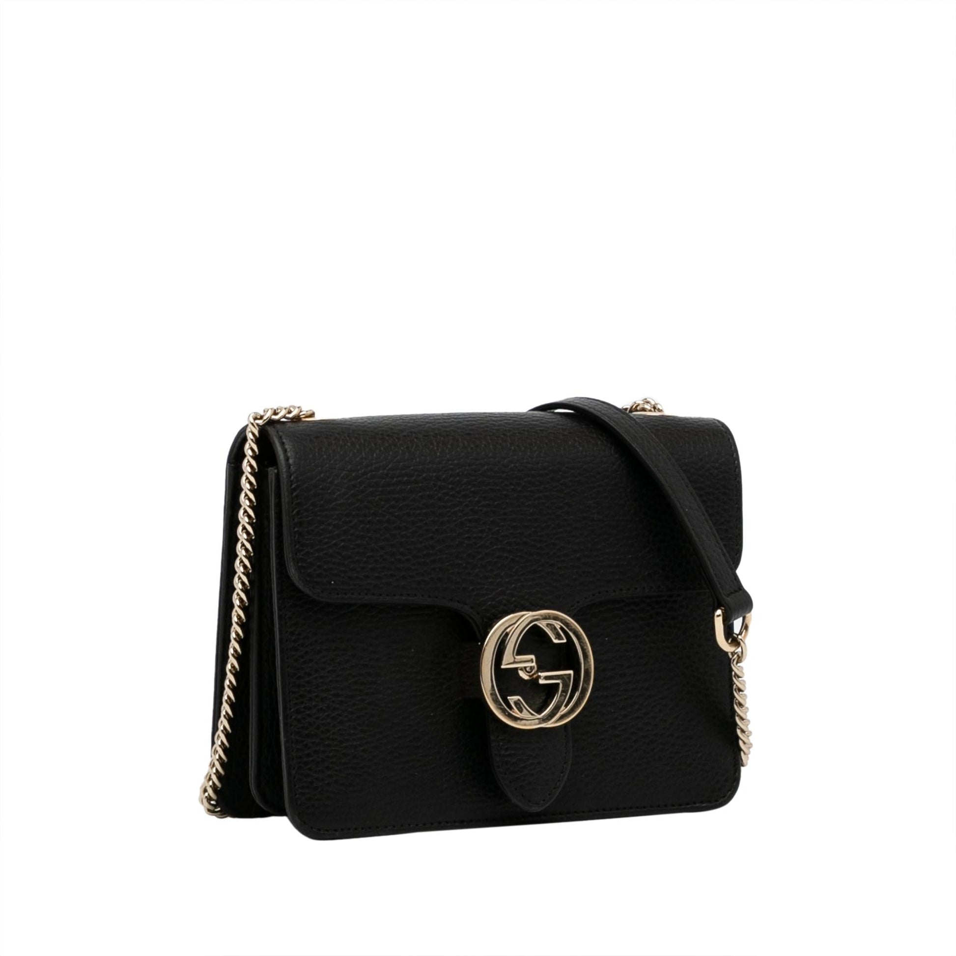 Gucci Interlocking G Dollar SHG-lTzit0 Calf Black Crossbody Bag