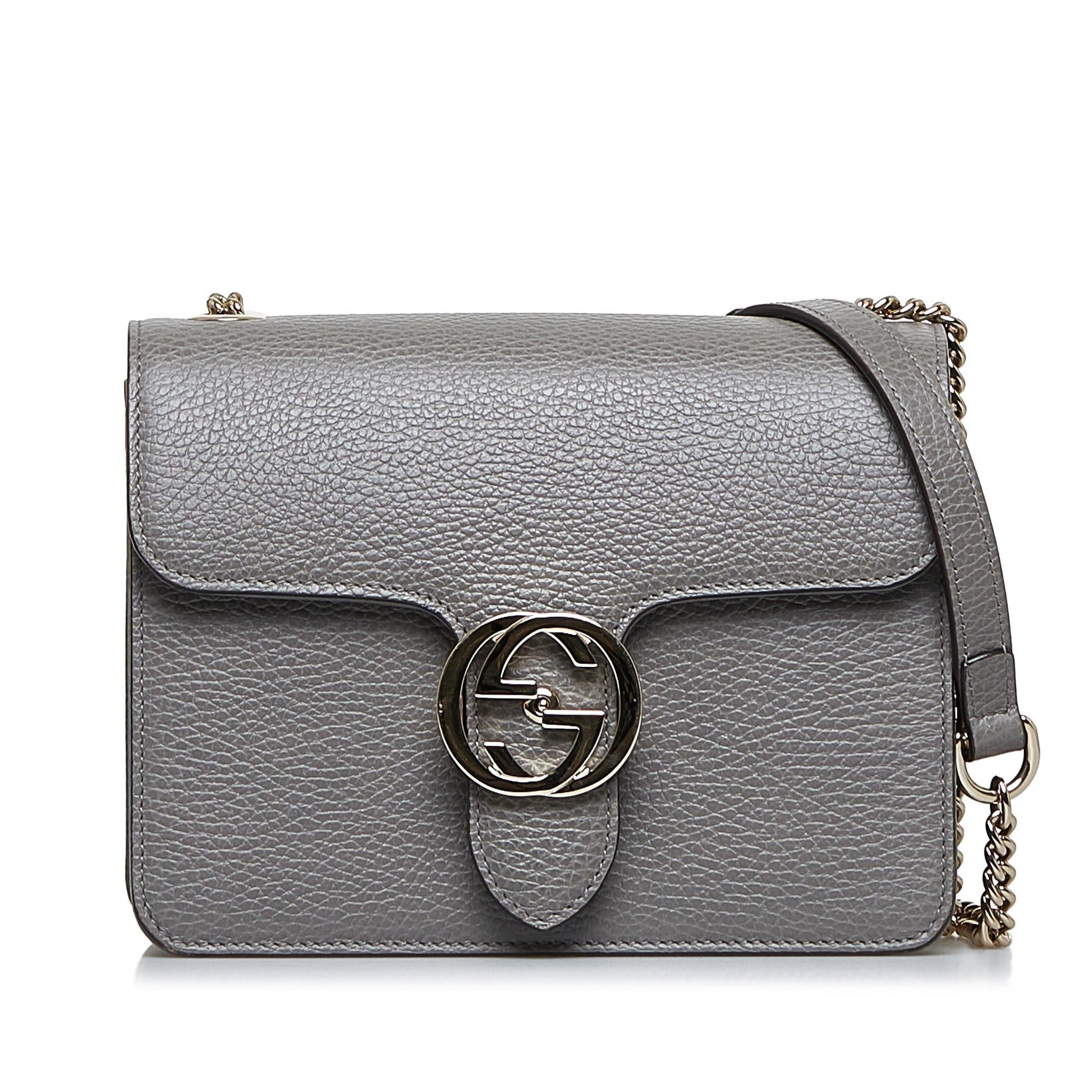 Gucci Interlocking G Dollar SHG-oCJPEY Calf Grey Crossbody Bag