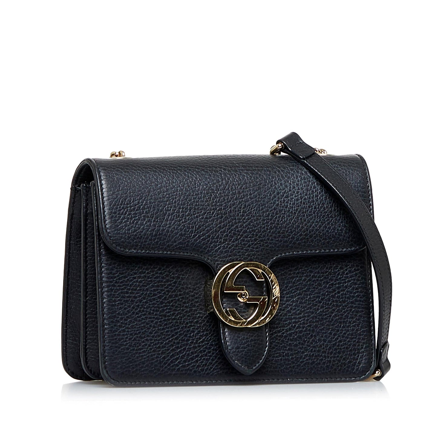 Gucci Interlocking G Dollar SHG-Udn5Fy Calf Black Crossbody Bag