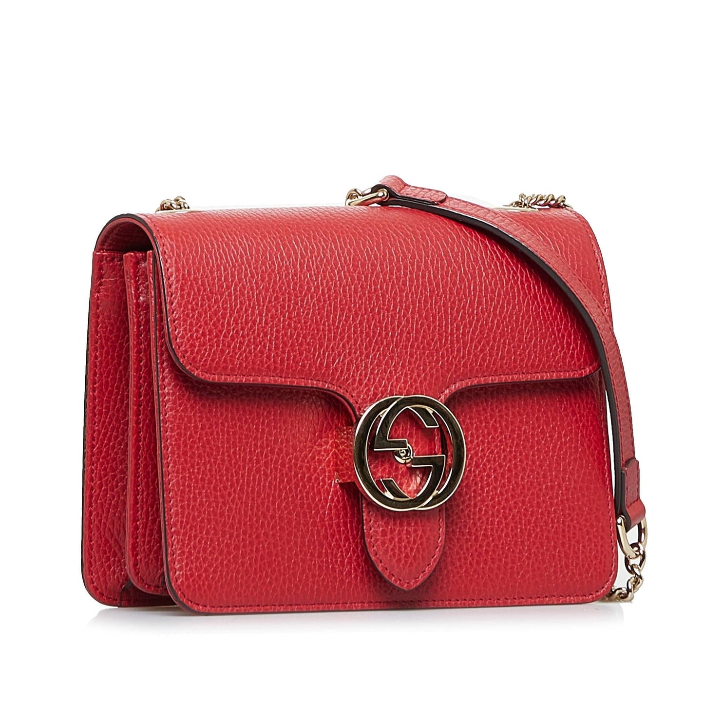 Gucci Interlocking G Dollar SHG-00vB5x Calf Red Crossbody Bag