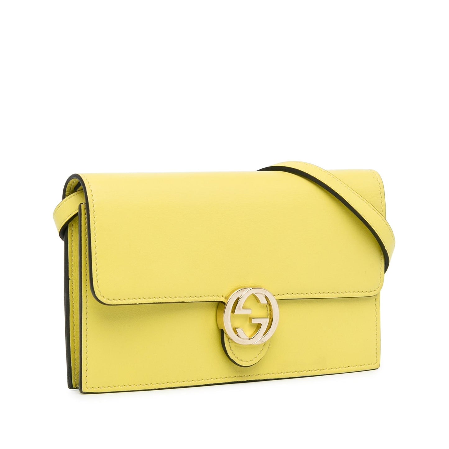 Gucci Interlocking G Dollar Wallet on Calf Chain Crossbody Bag