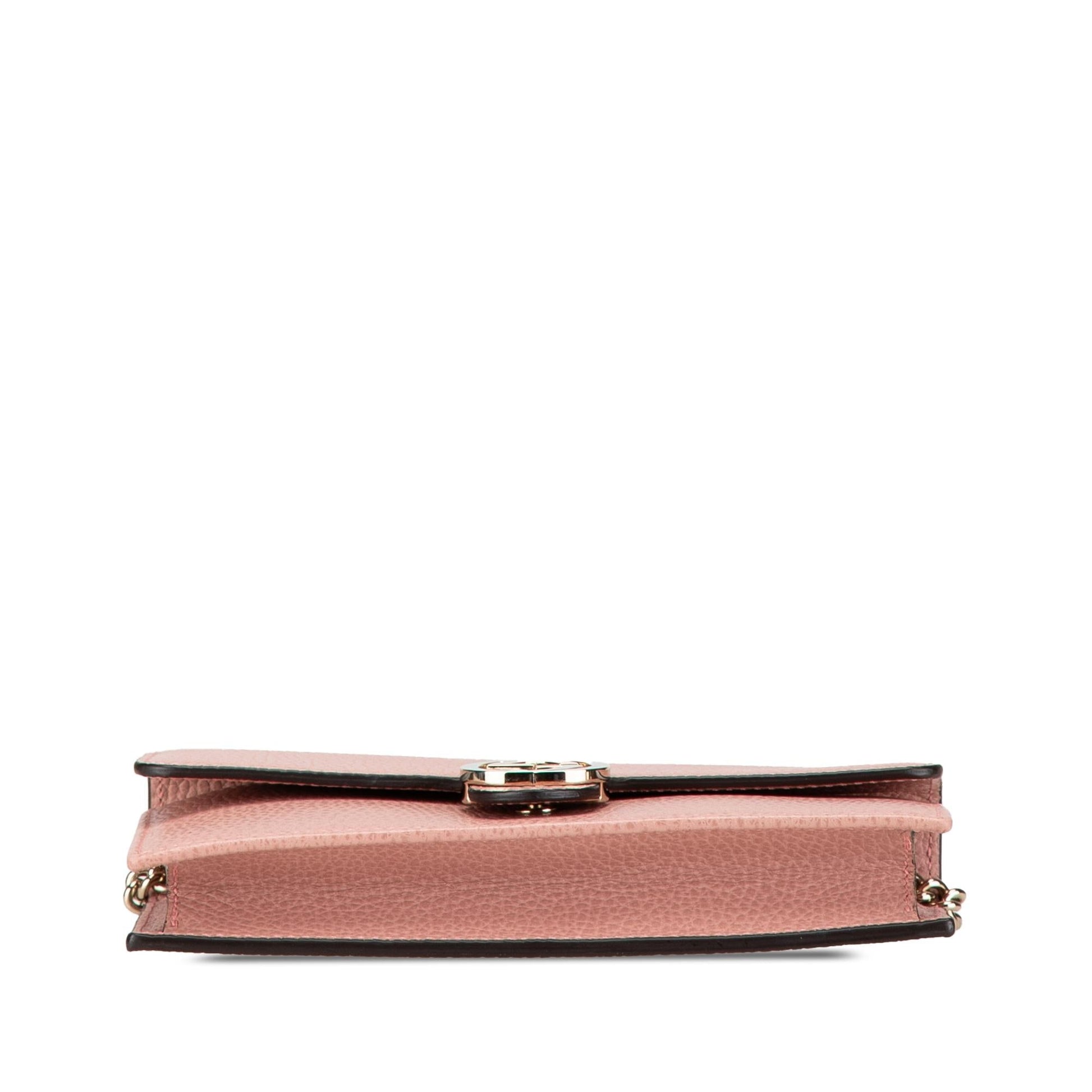 Gucci Interlocking G Dollar Wallet on Calf Pink Chain Crossbody Bag On Chain