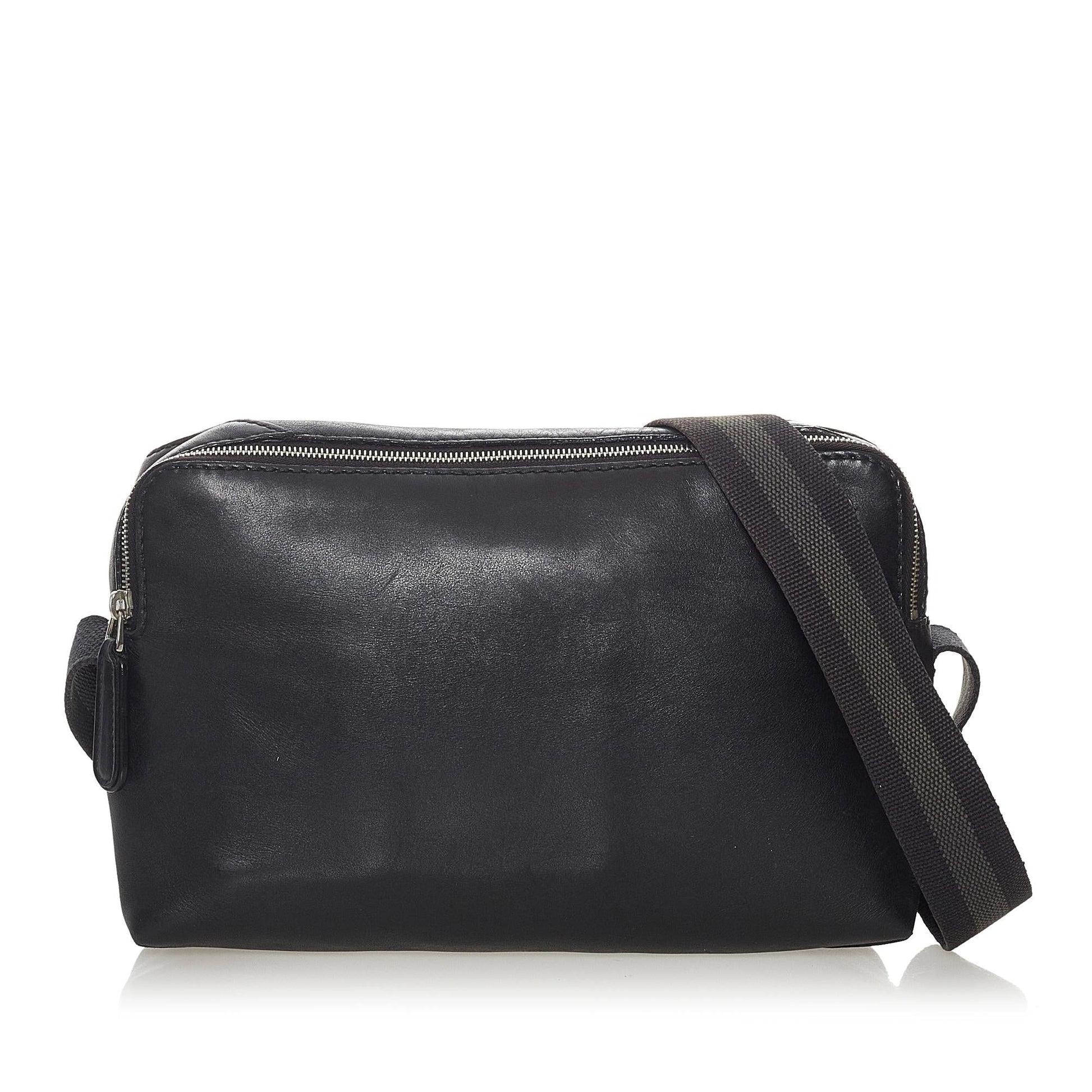 Gucci Interlocking G SHG Leather Calf Black Crossbody Bag Bag Shg