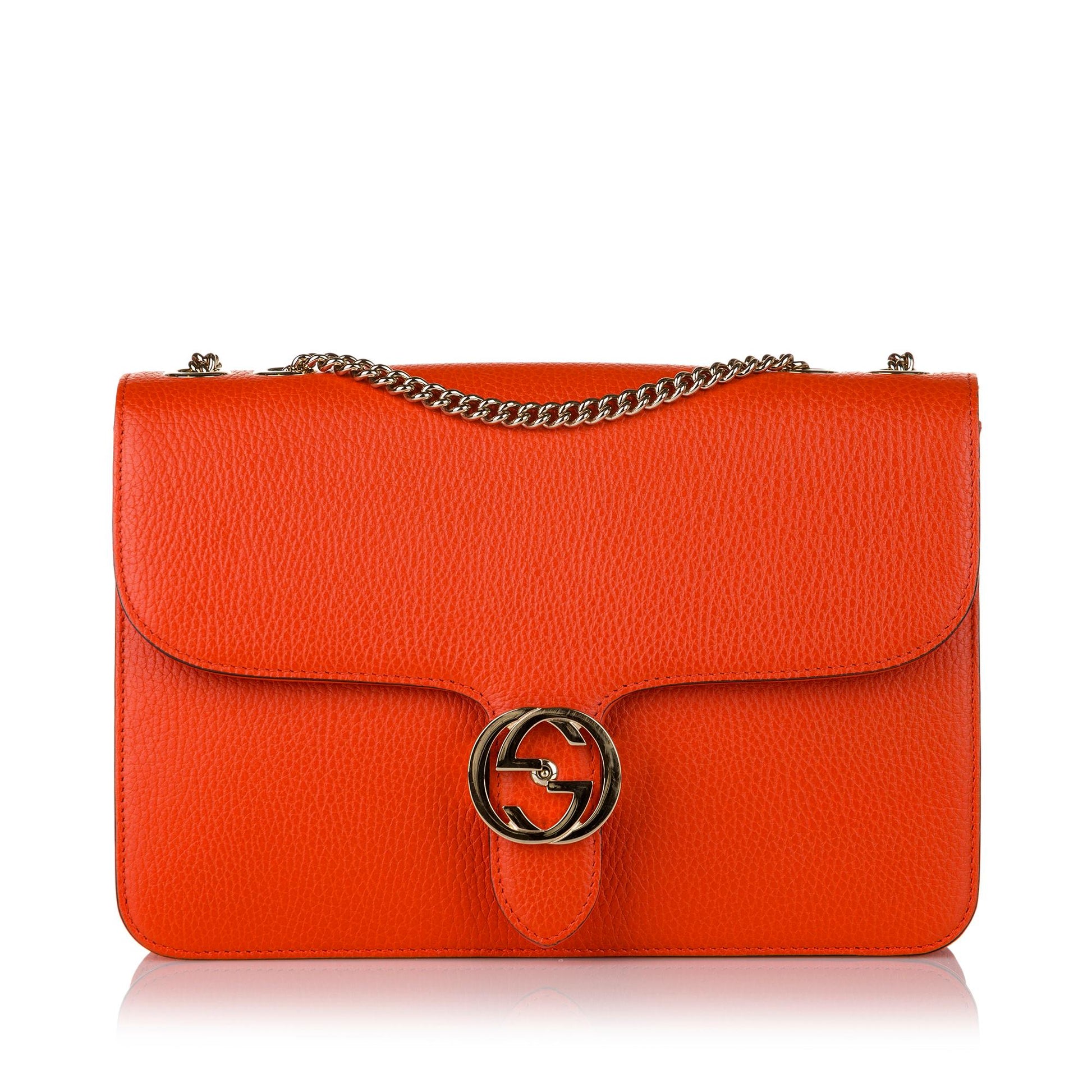 Gucci Interlocking G SHG Leather Calf Orange Crossbody Bag