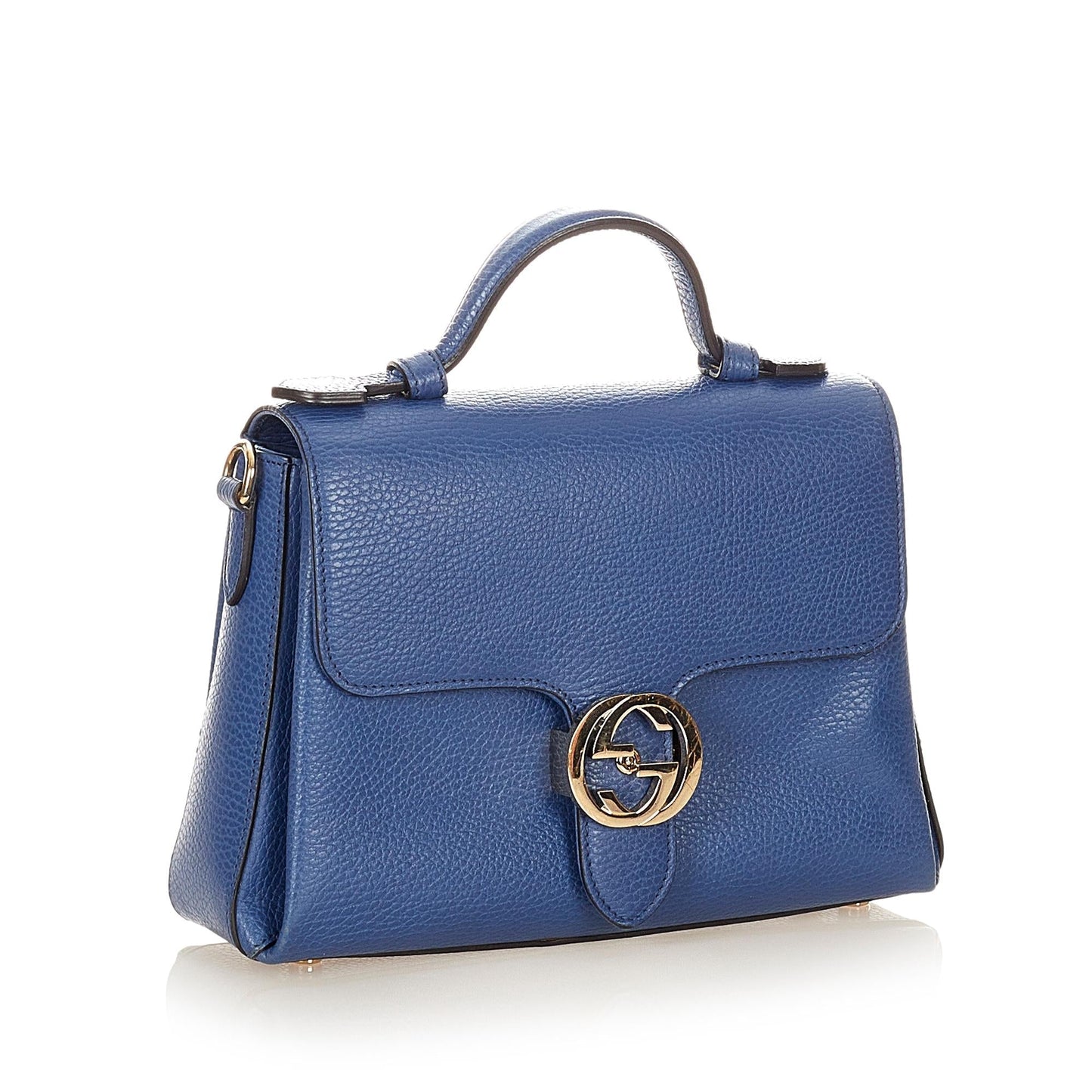 Gucci Interlocking G SHG Calf Blue Satchel Bag