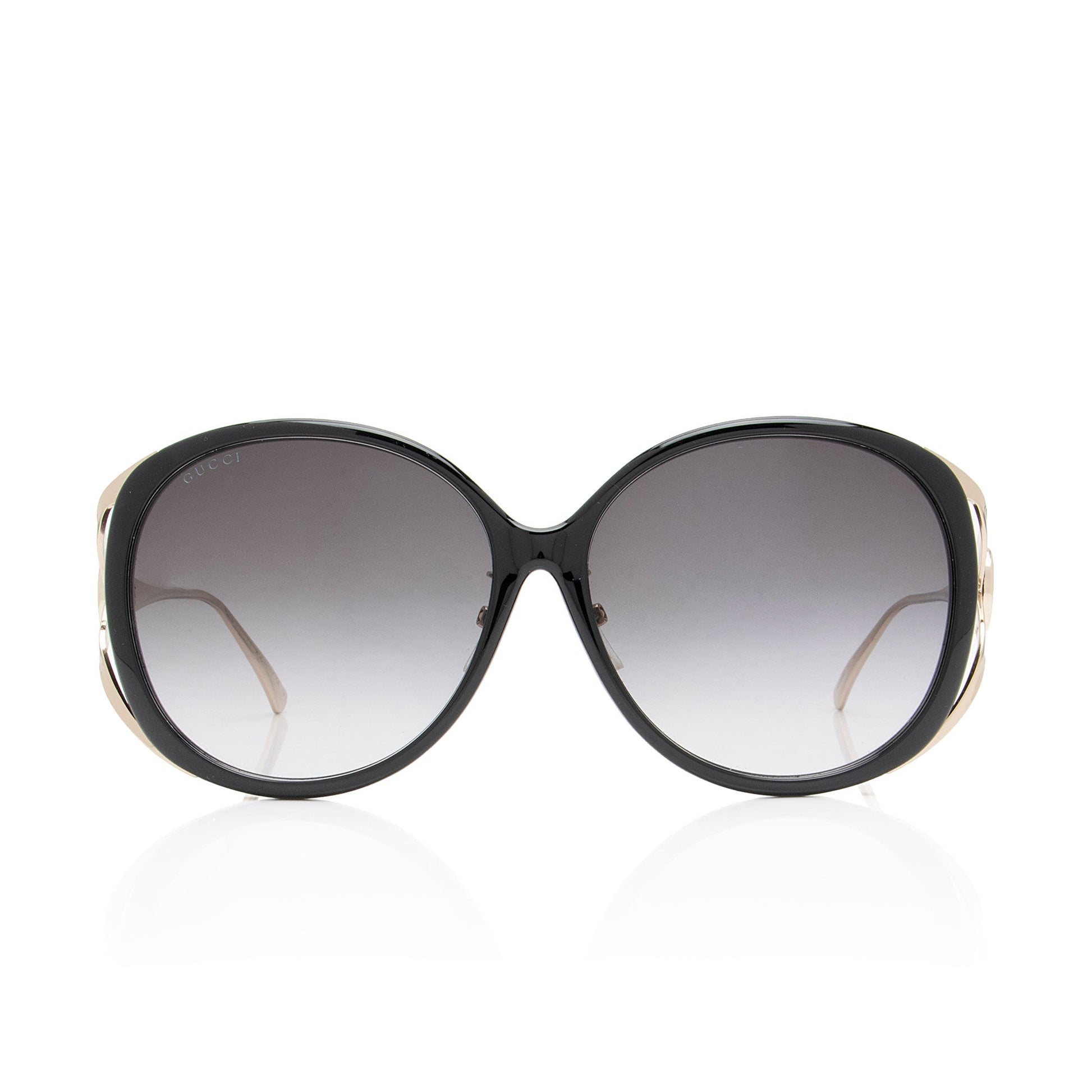 Gucci Interlocking G Web Oversized Oval Black Gold Accessory