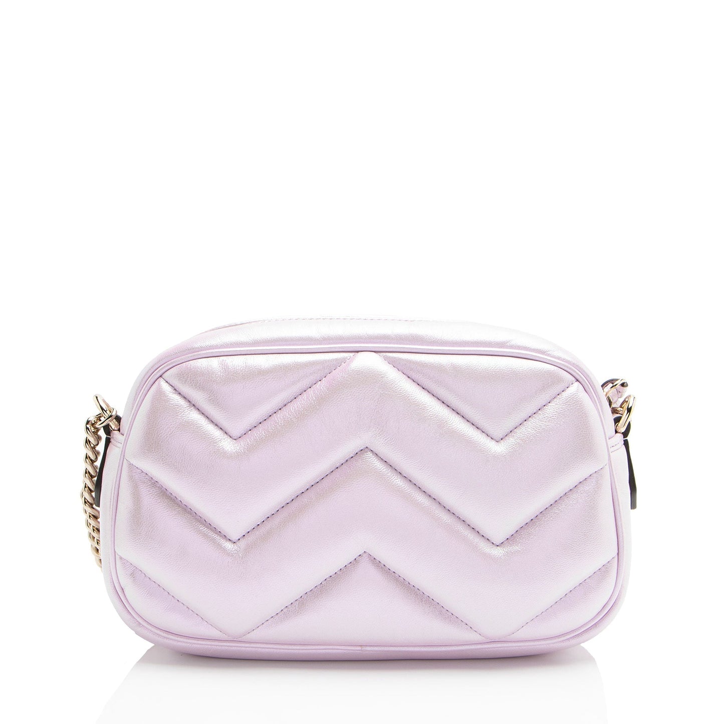 Gucci Padded Iridescent GG Marmont Camera Matelasse Leather Pink Small Crossbody Bag