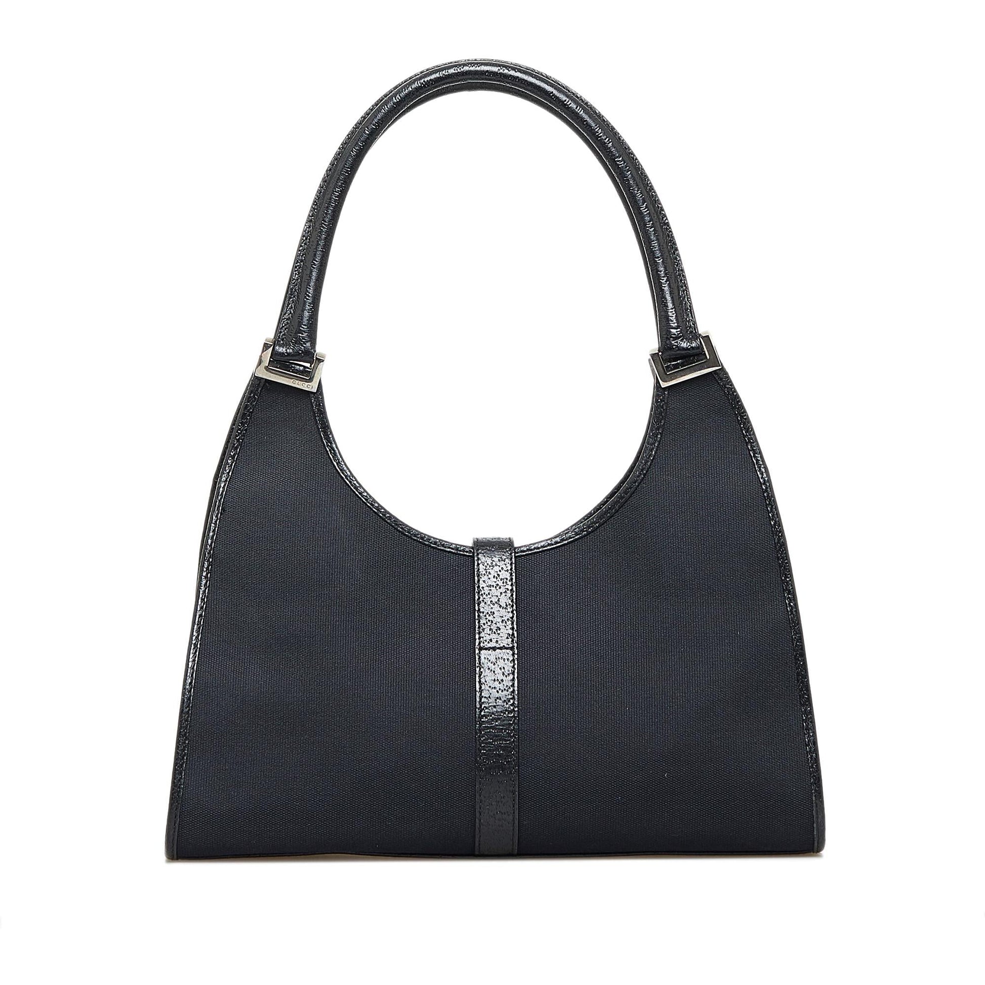 Gucci Jackie Bardot SHG-HSzfiL Canvas Black Shoulder Bag