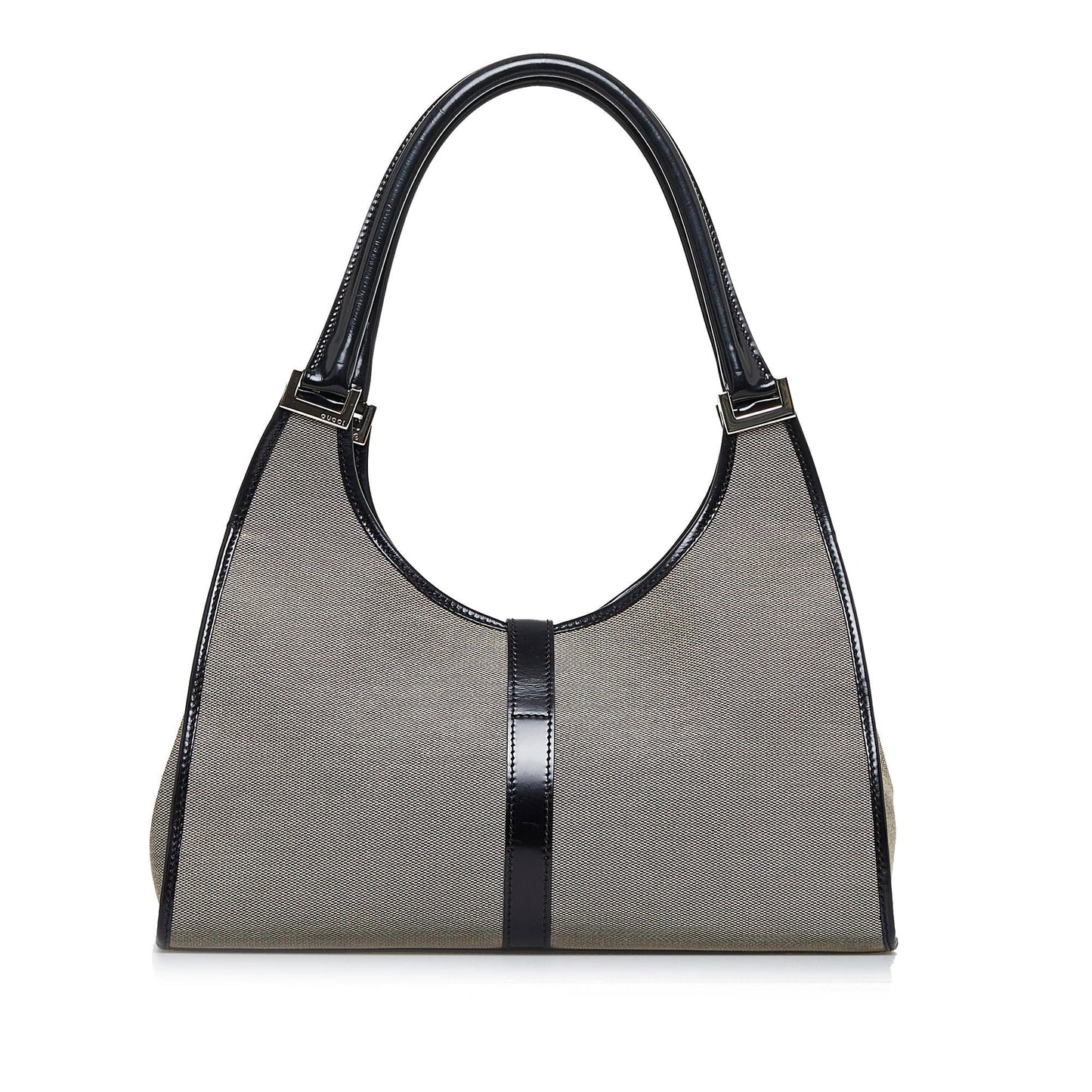 Gucci Jackie Bardot SHG-CF0t1L Canvas Calf Black Brown Satchel Bag