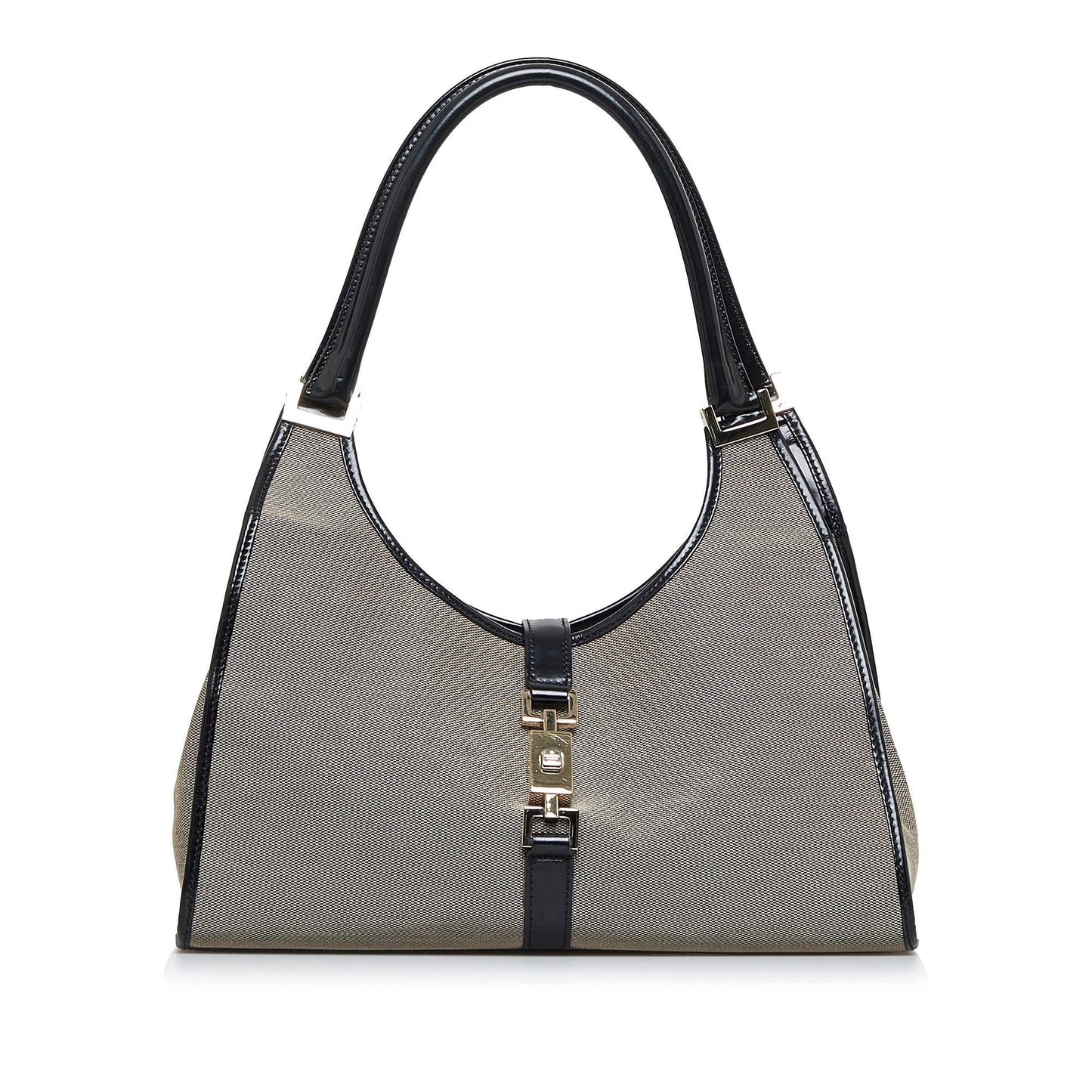 Gucci Jackie Bardot SHG-CF0t1L Canvas Calf Black Brown Satchel Bag