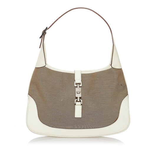 Gucci Jackie SHG Canvas White Brown Shoulder Bag 3