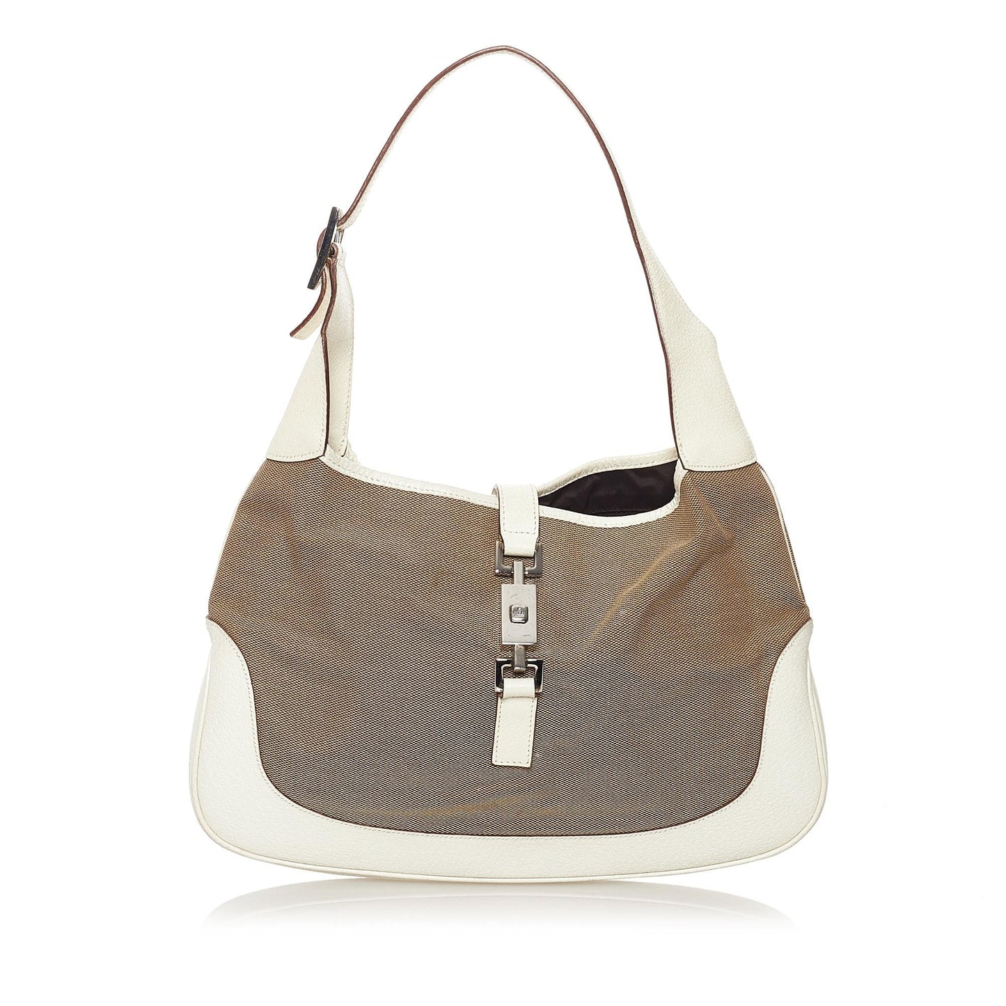 Gucci Jackie SHG Canvas White Brown Shoulder Bag 4