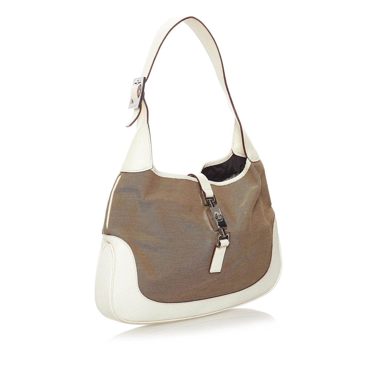 Gucci Jackie SHG Canvas White Brown Shoulder Bag 4