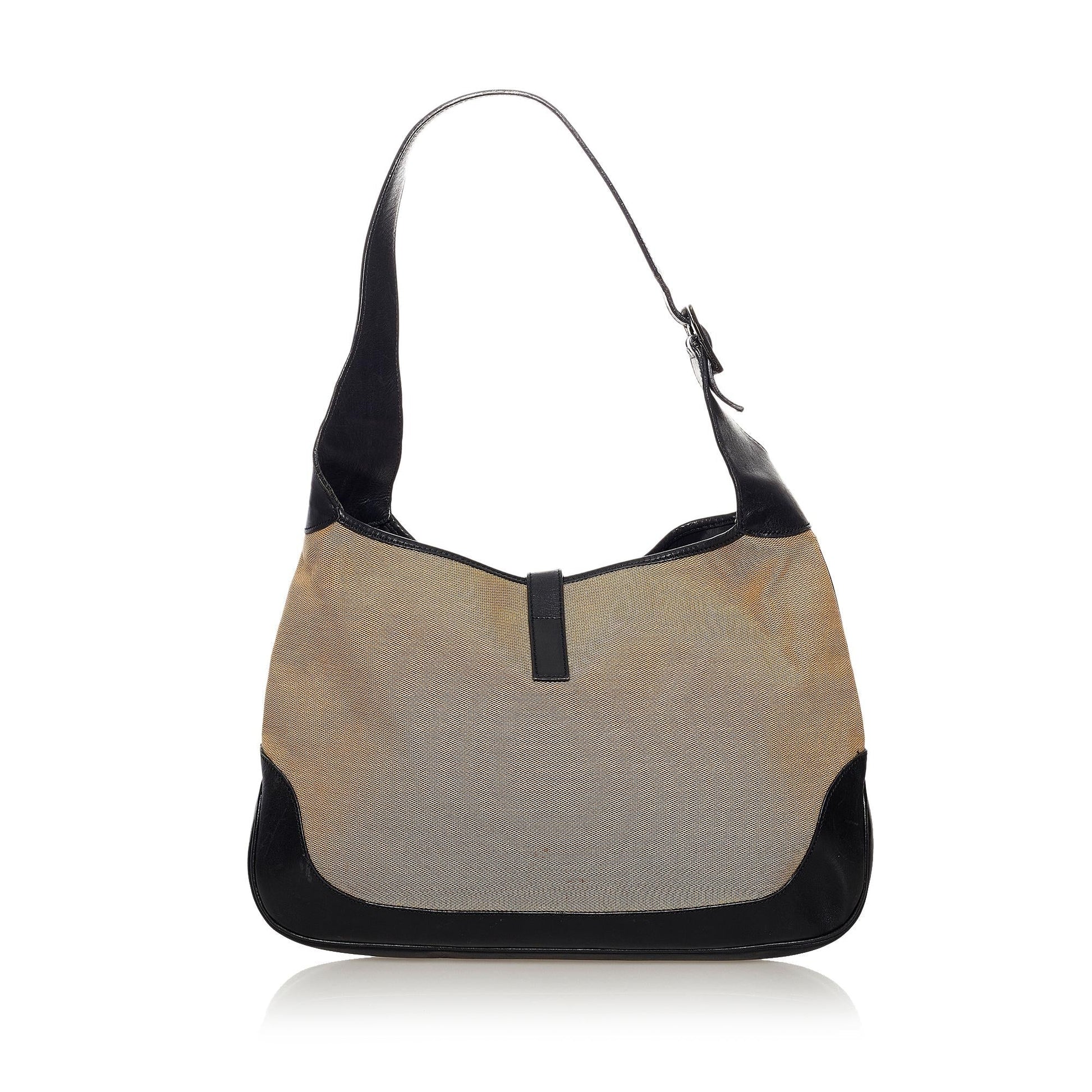 Gucci Jackie SHG Canvas Black Brown Shoulder Bag