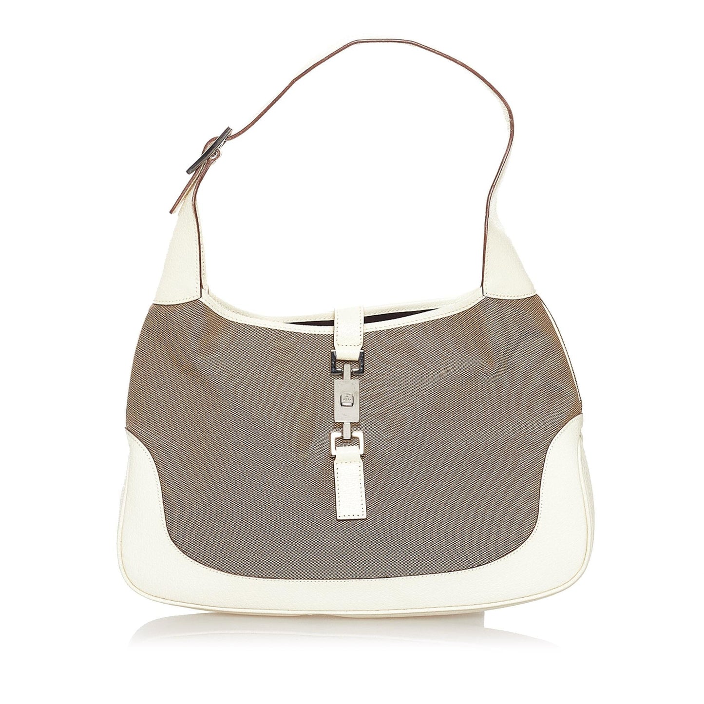 Gucci Jackie SHG Canvas White Brown Shoulder Bag
