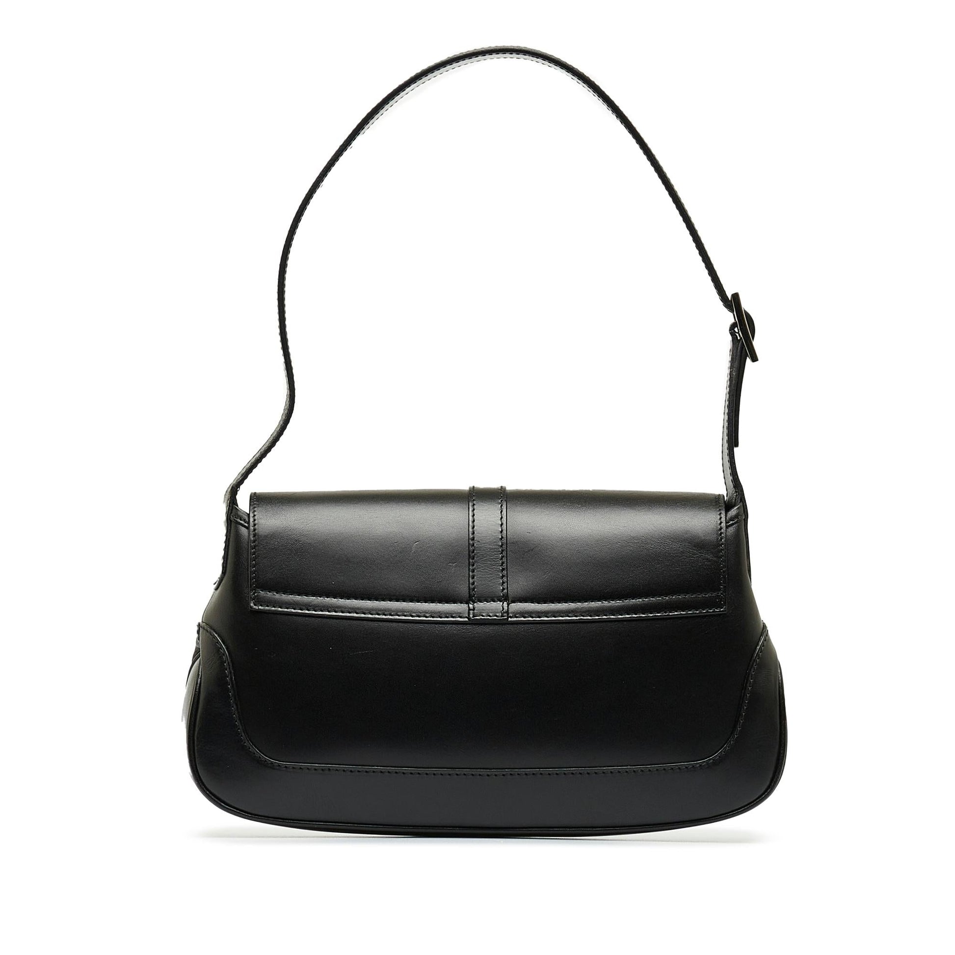Gucci Jackie SHG-swd8OI Calf Black Flap Shoulder Bag