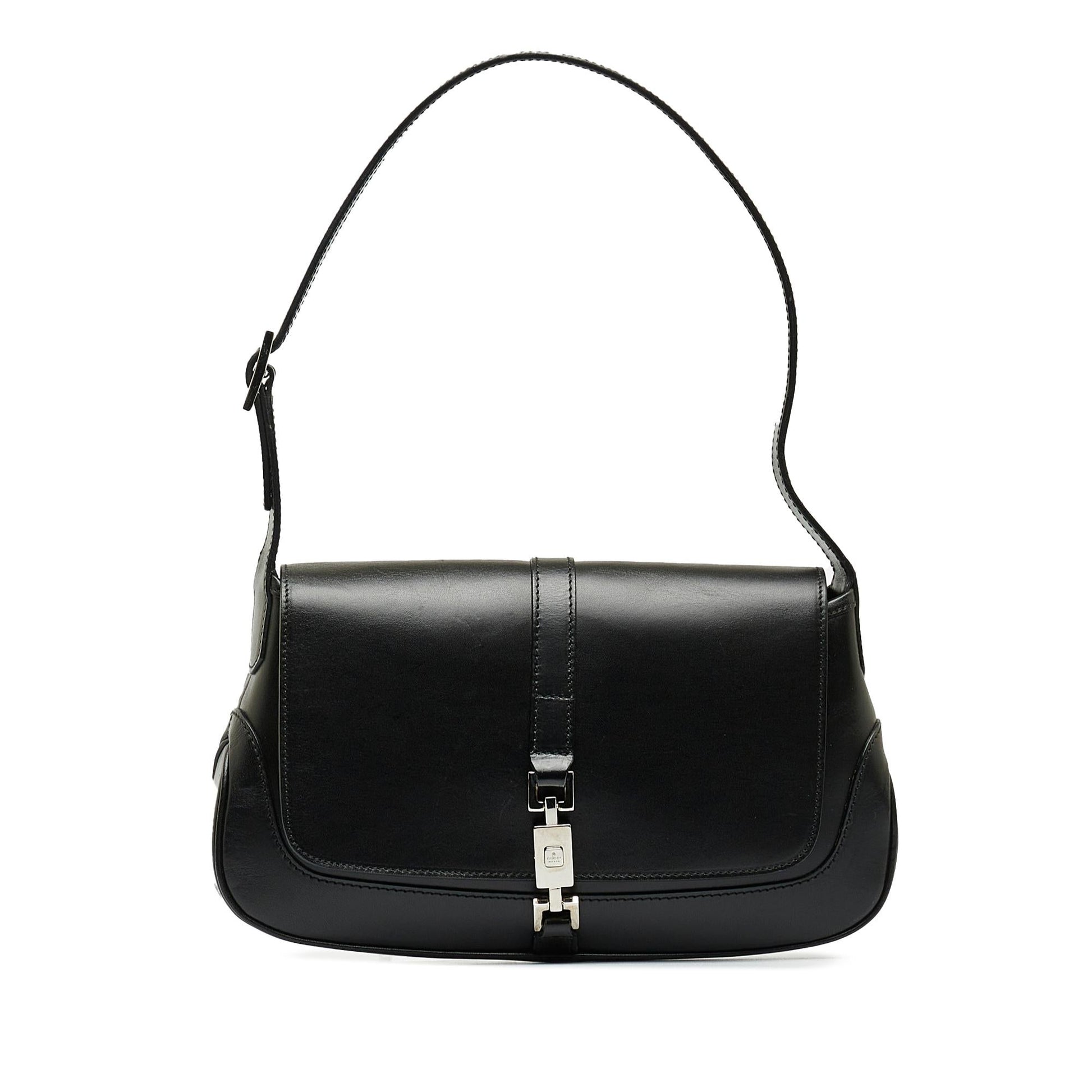 Gucci Jackie SHG-swd8OI Calf Black Flap Shoulder Bag