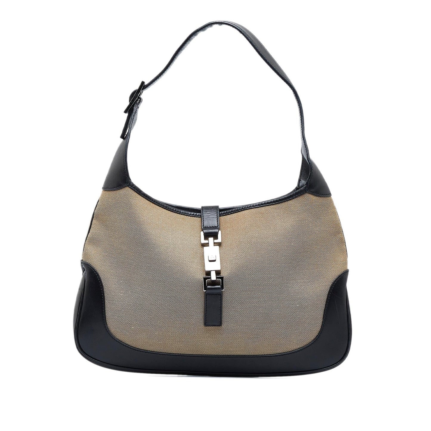 Gucci Jackie SHG-IuKGlv Canvas Calf Black Brown Shoulder Bag