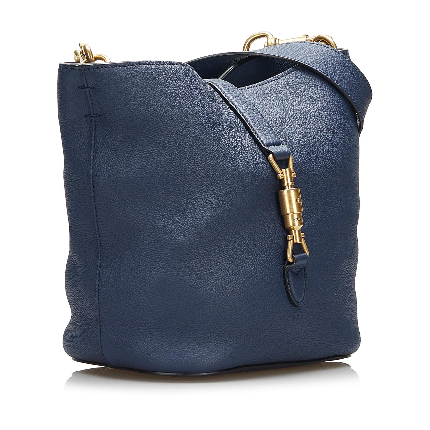 Gucci Jackie Soft SHG-E0BkKY Calf Blue Bucket Shoulder Bag