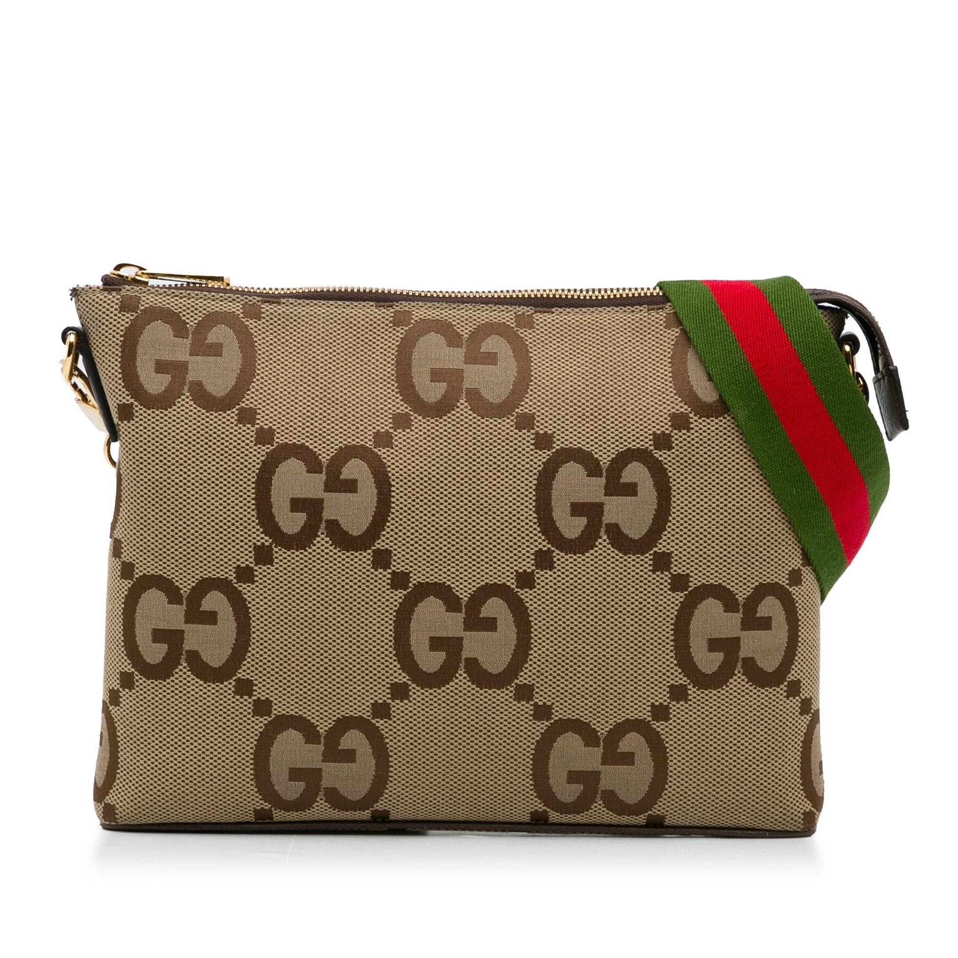 Gucci Jumbo GG SHG-s7hbRP Canvas Calf Brown Crossbody Bag