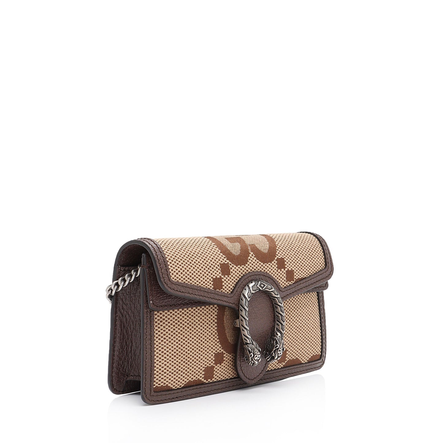 Gucci Jumbo GG Dionysus Super SHF-YLTVkU Leather Canvas Brown Mini Crossbody Bag