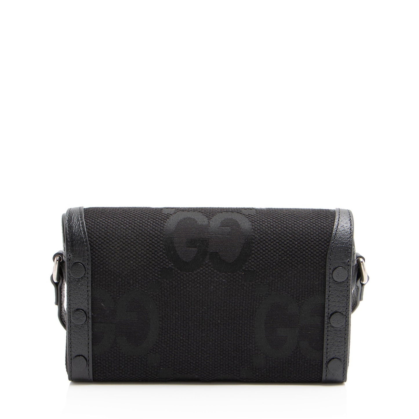 Gucci Jumbo GG Horsebit Leather Canvas Black Mini Crossbody Bag