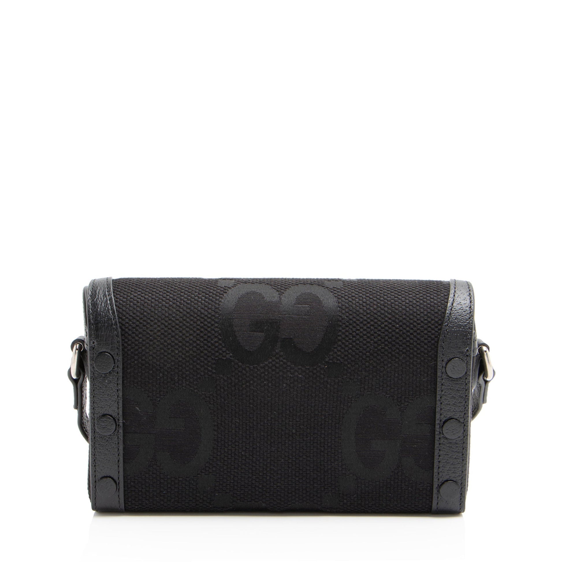 Gucci Jumbo GG Horsebit Leather Canvas Black Mini Crossbody Bag