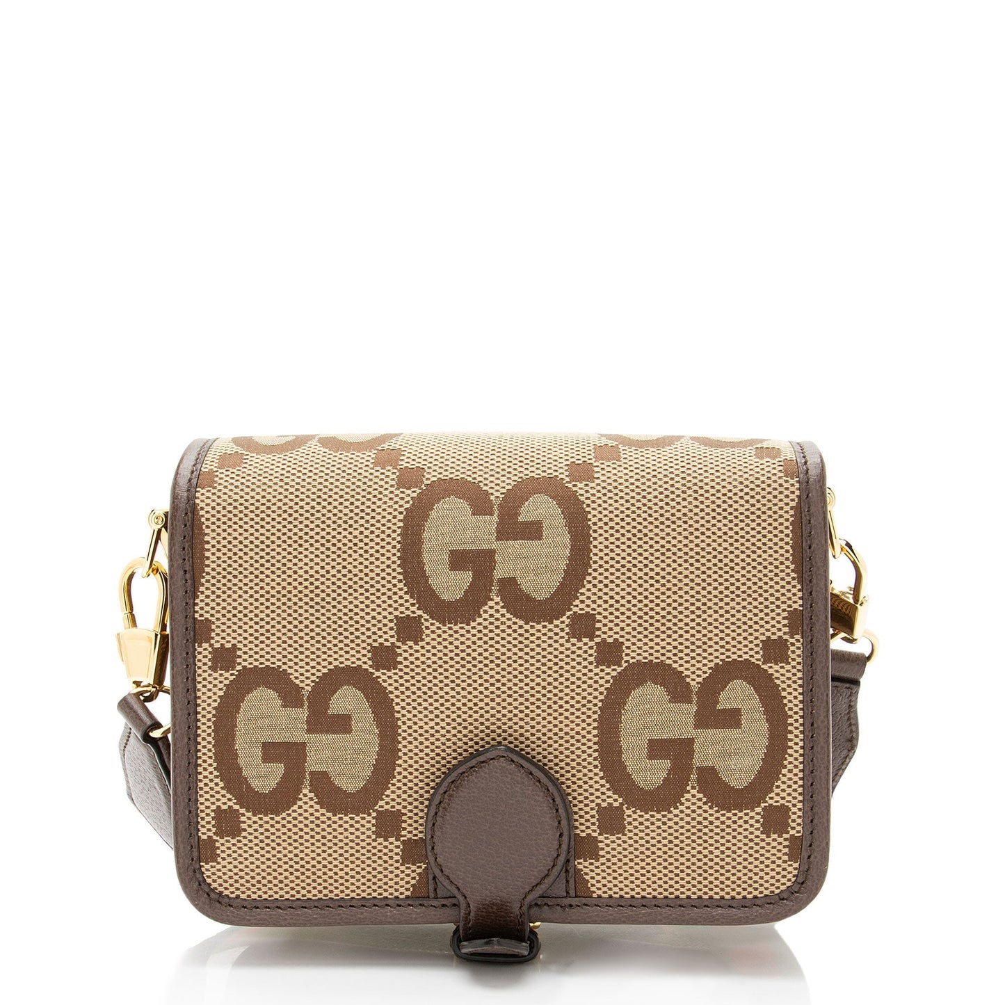 Gucci Jumbo GG Messenger Leather Canvas Nylon Brown Shoulder Bag