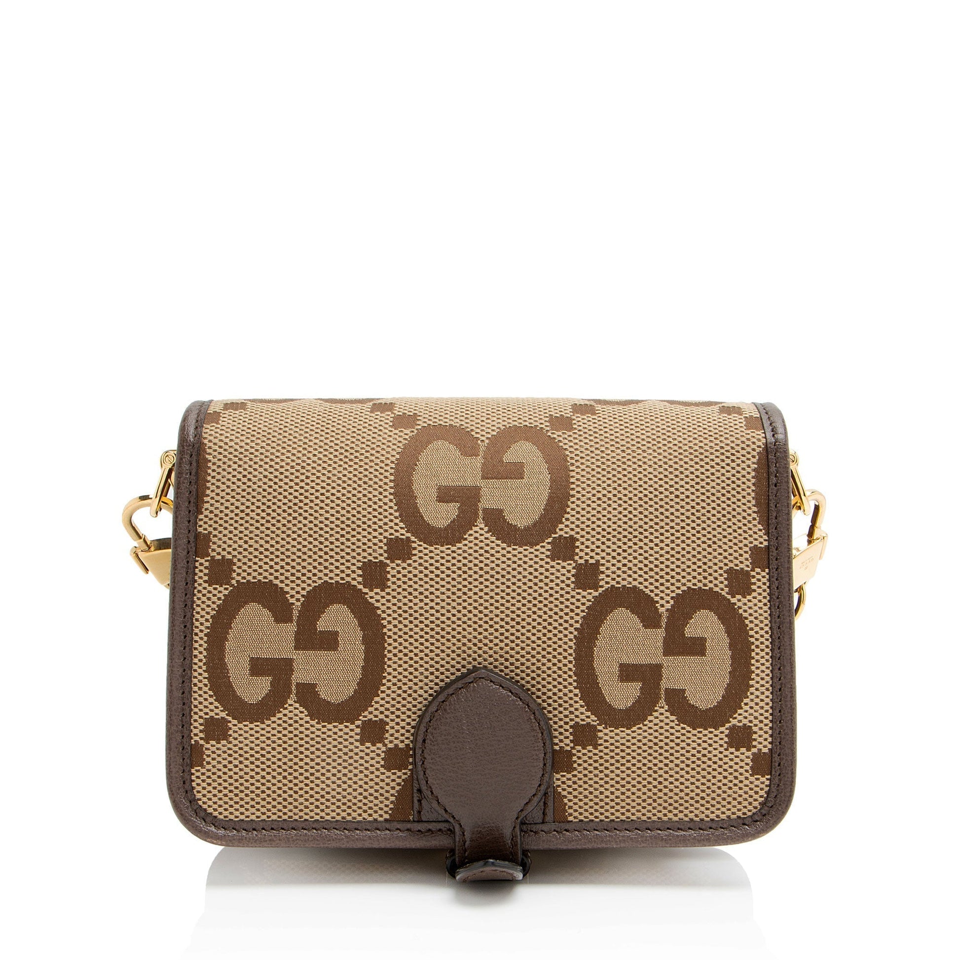 Gucci Jumbo GG Messenger Leather Canvas Nylon Brown Shoulder Bag Mini Messenger