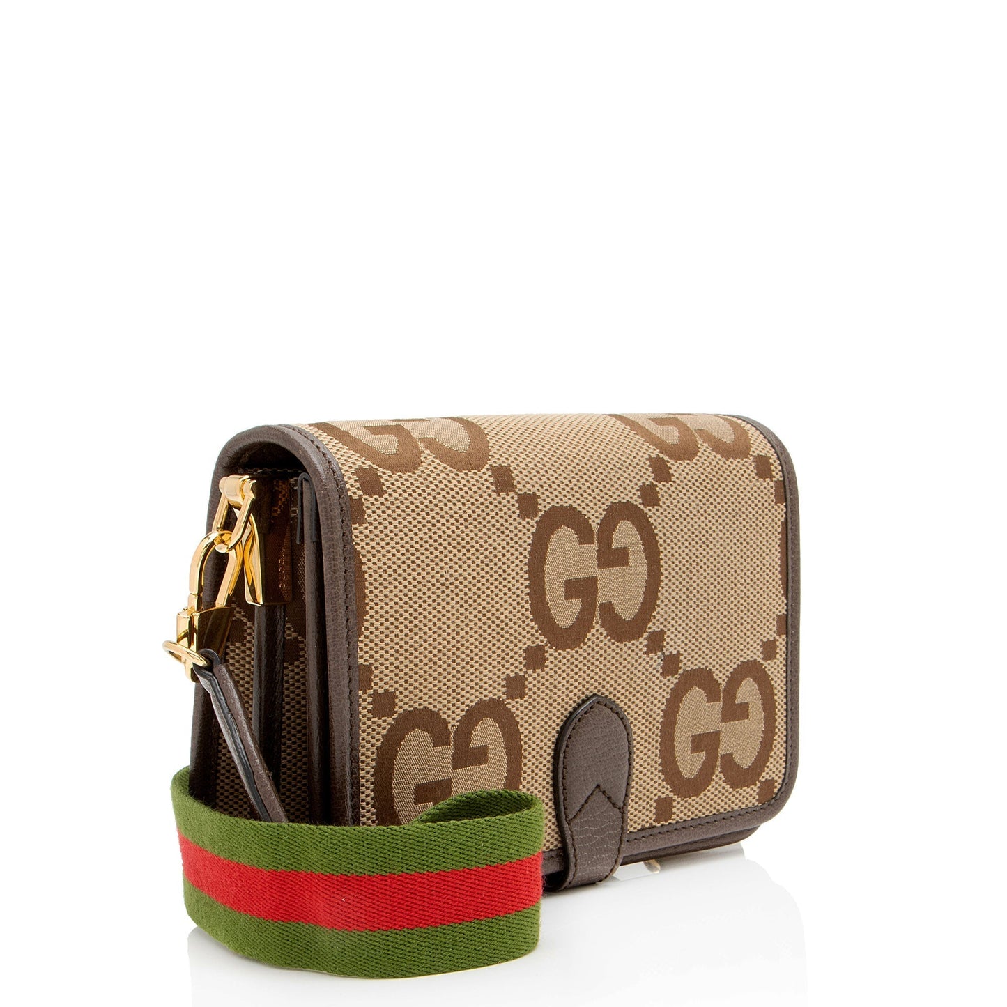 Gucci Jumbo GG Messenger Leather Canvas Nylon Brown Shoulder Bag Mini Messenger
