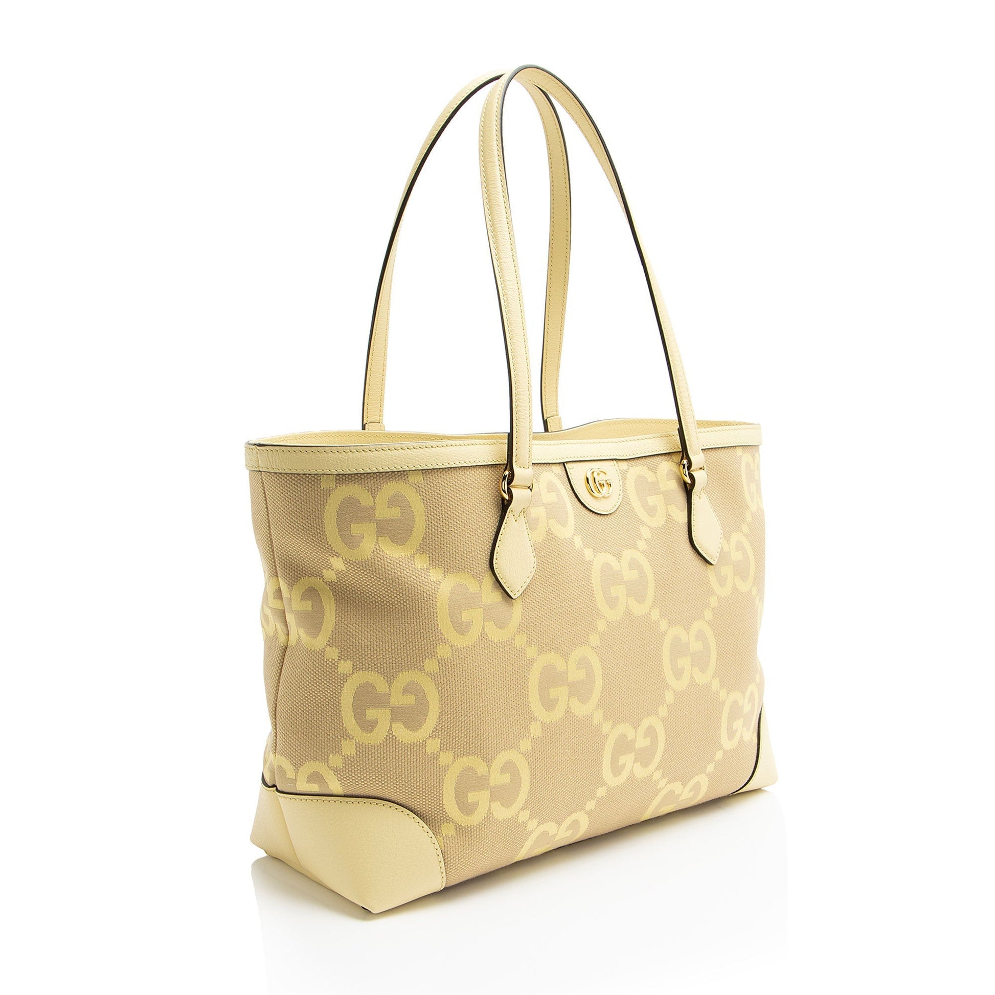 Gucci Jumbo GG Ophidia Shopping Leather Canvas Nylon Medium Tote Bag