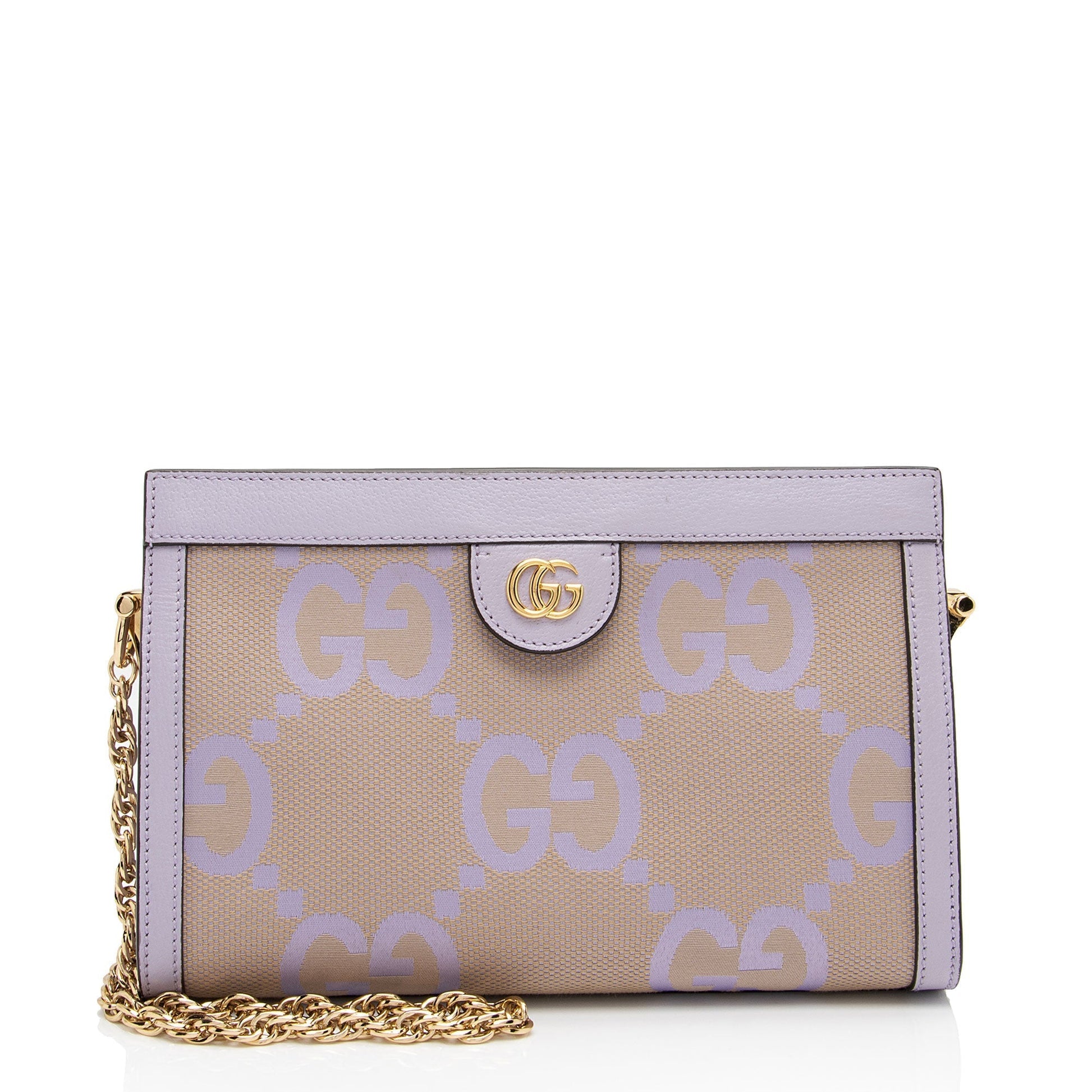 Gucci Jumbo GG Ophidia SHF-omH5F8 Leather Canvas Brown Small Shoulder Bag