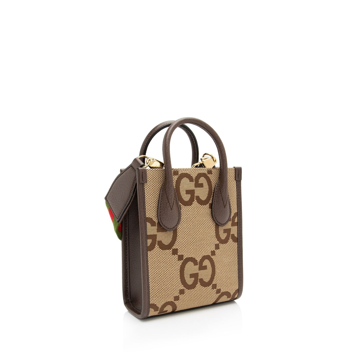 Gucci Jumbo GG Vertical SHF-WxnvE9 Leather Canvas Brown Mini Tote Bag