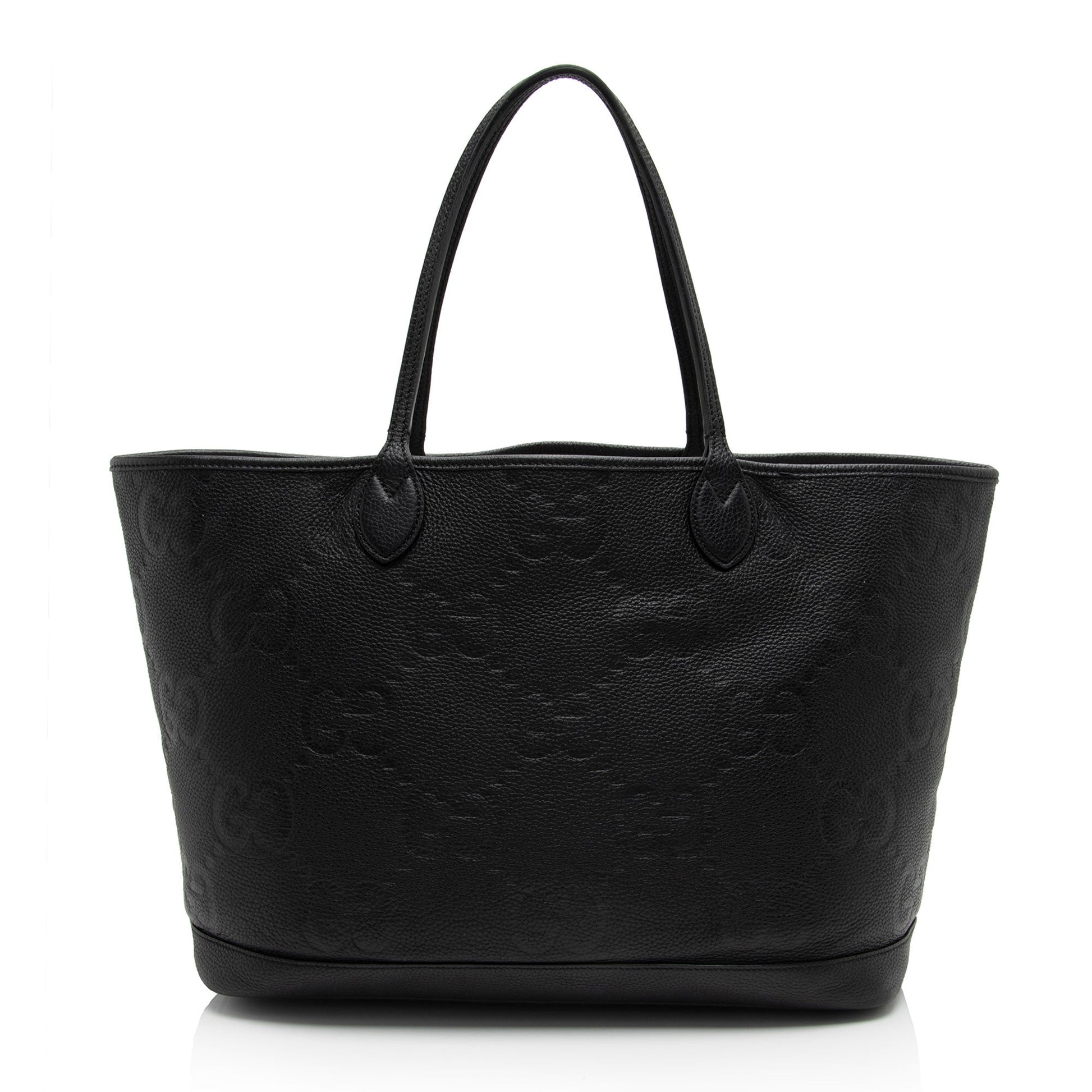 Gucci Jumbo GG SHF-LAljvZ Leather Black Large Tote Bag