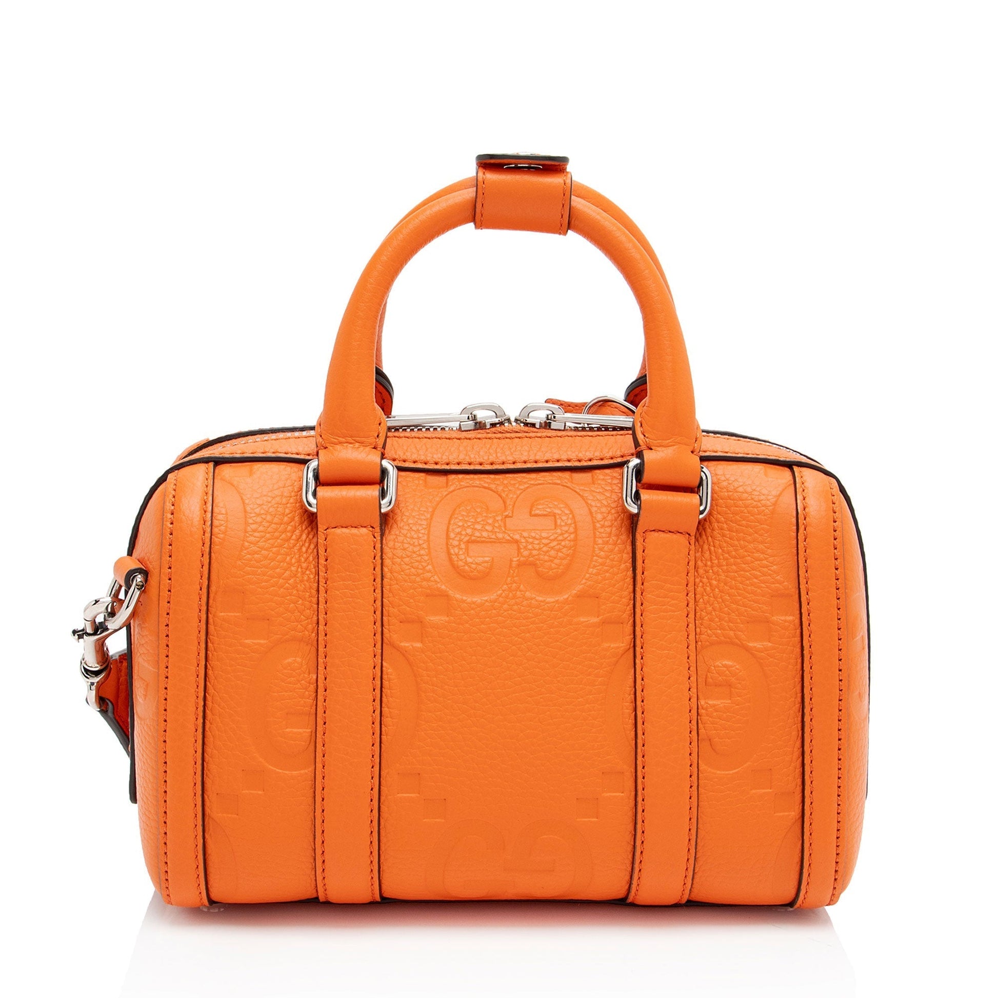 Gucci Jumbo GG Duffle Leather Nylon Orange Mini Travel Bag
