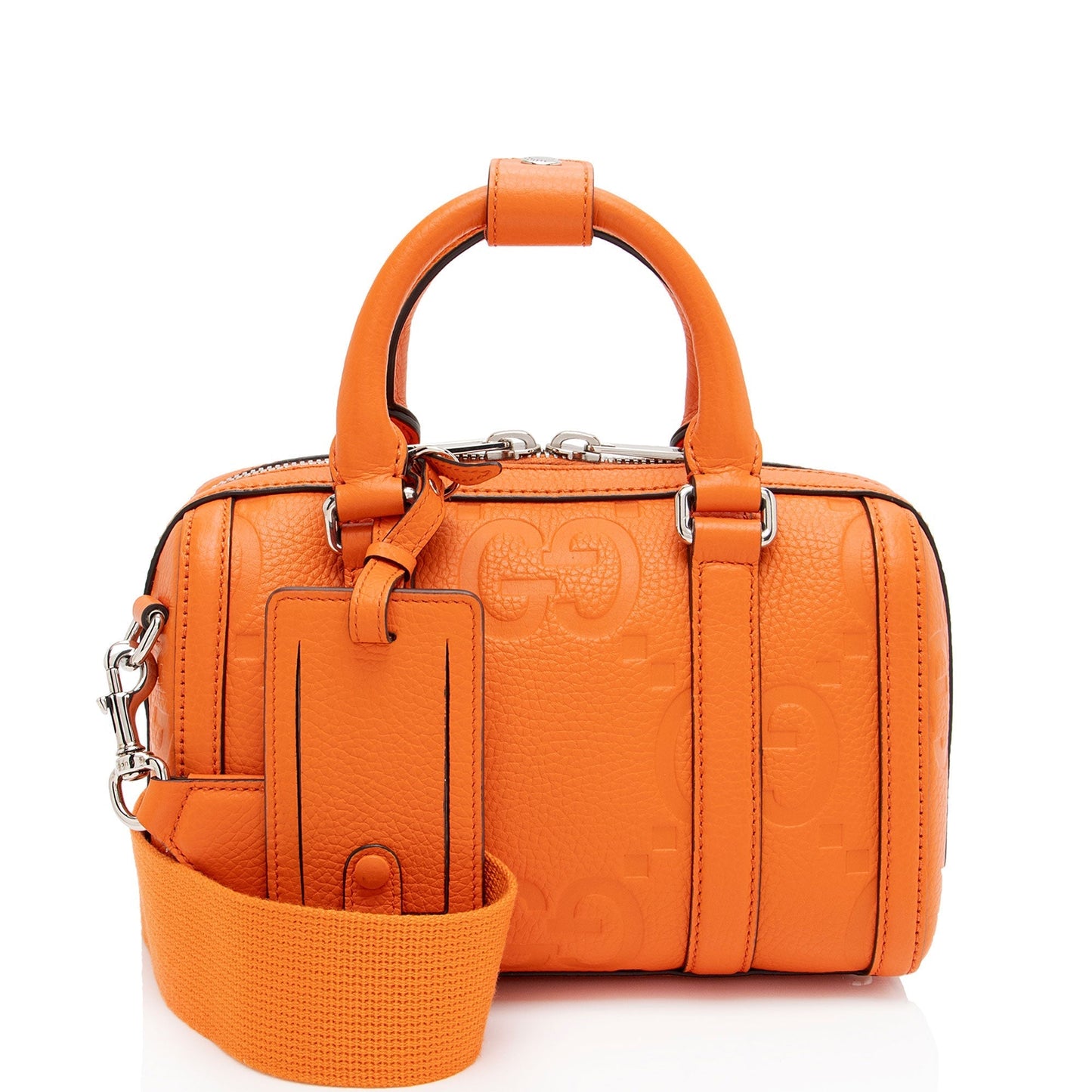 Gucci Jumbo GG Duffle Leather Nylon Orange Mini Travel Bag