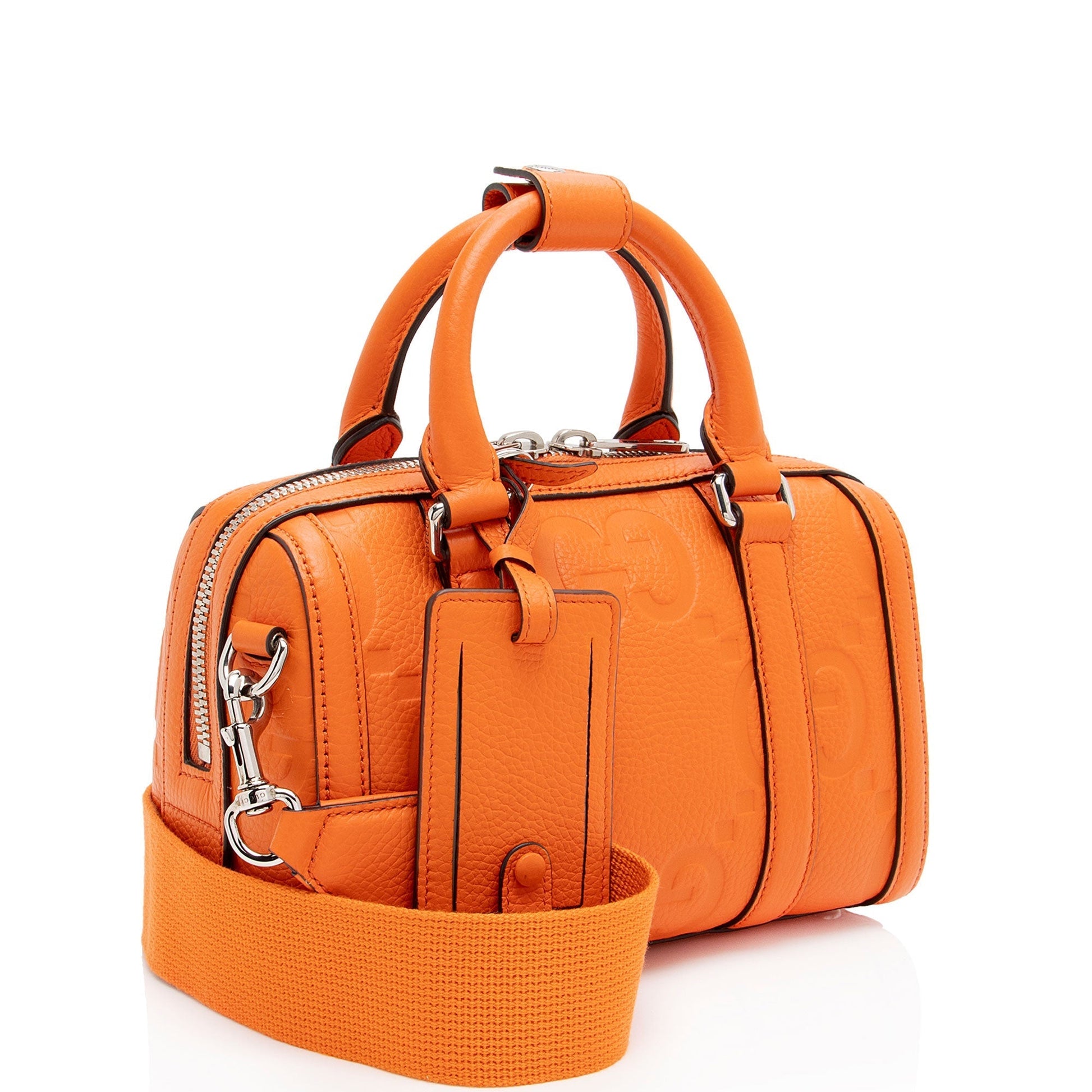 Gucci Jumbo GG Duffle Leather Nylon Orange Mini Travel Bag