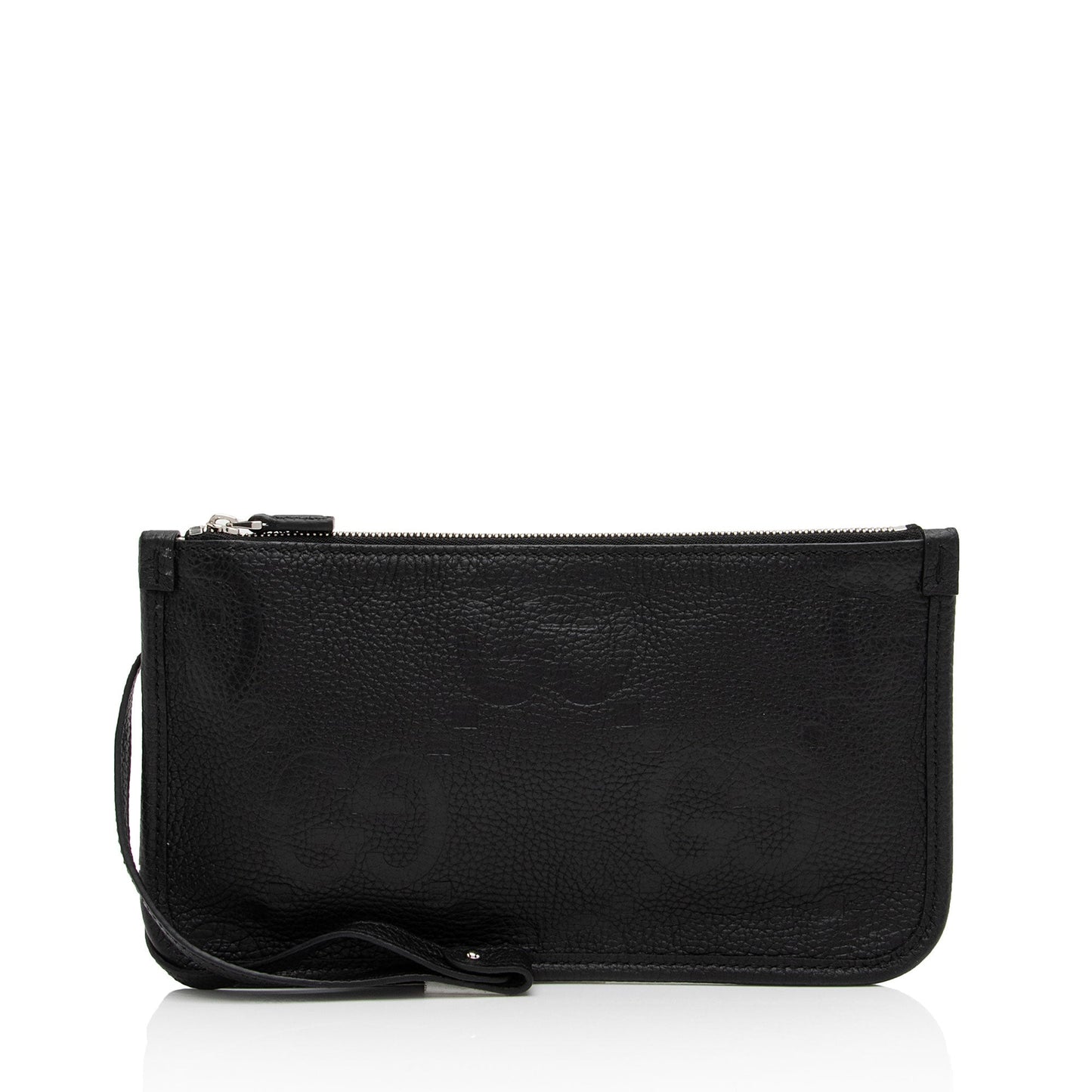 Gucci Jumbo GG Pochette SHF-uWY65R Leather Black Clutch Bag