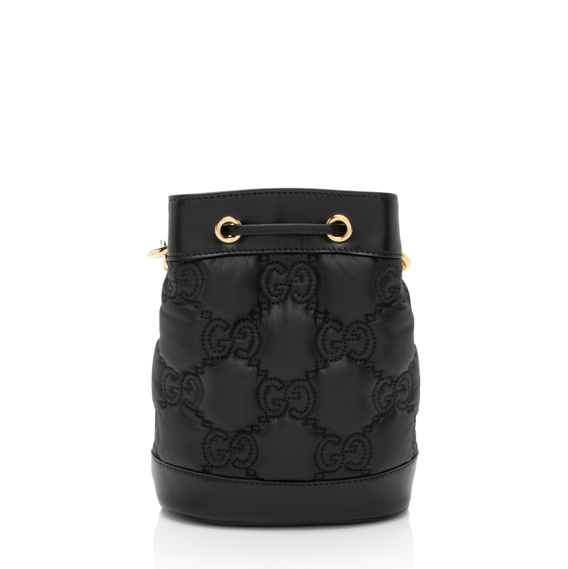 Gucci Jumbo GG Bucket Matelasse Leather Nylon Black Shoulder Bag